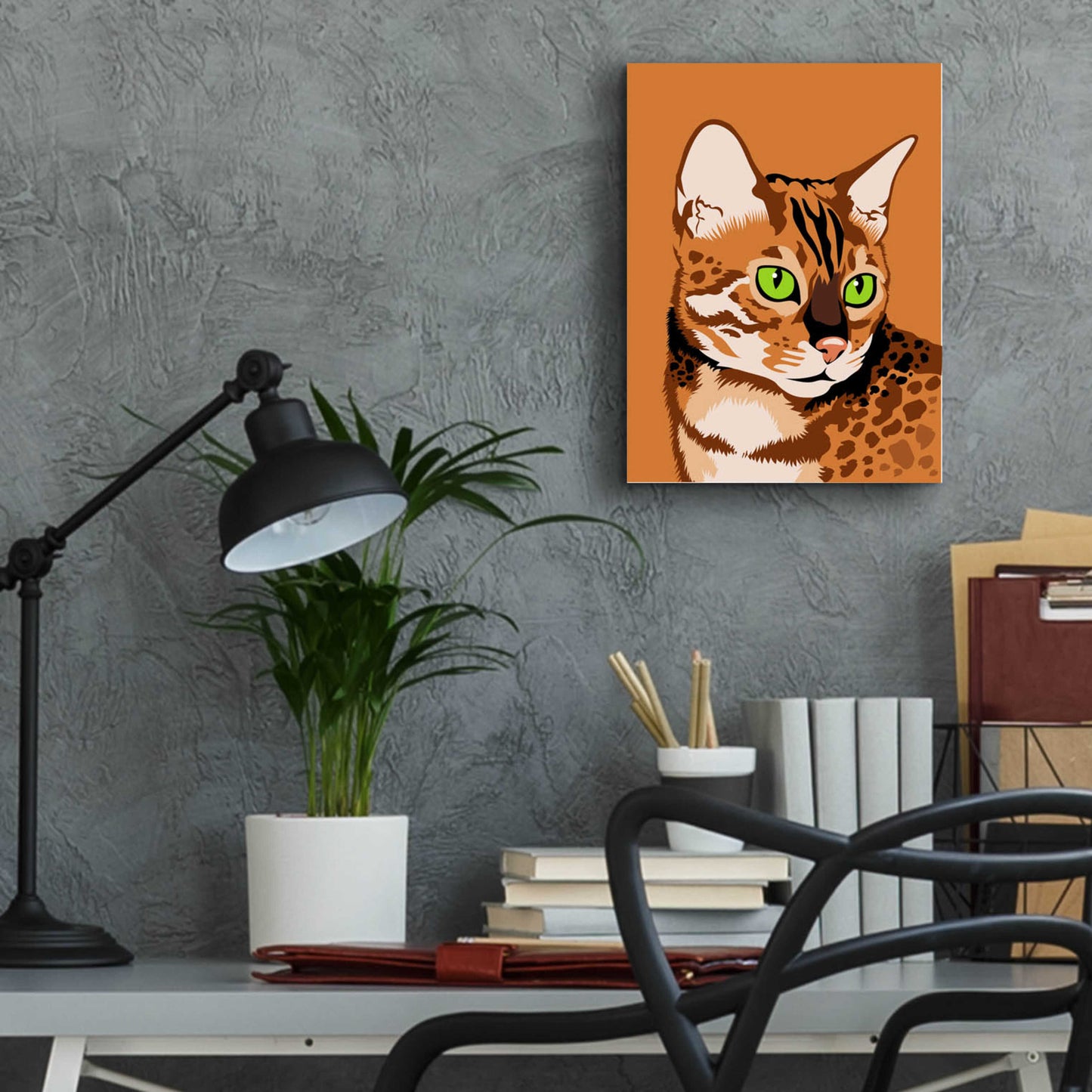 Epic Art 'Bengal Cat' by Debbie Gray, Acrylic Glass Wall Art,12x16
