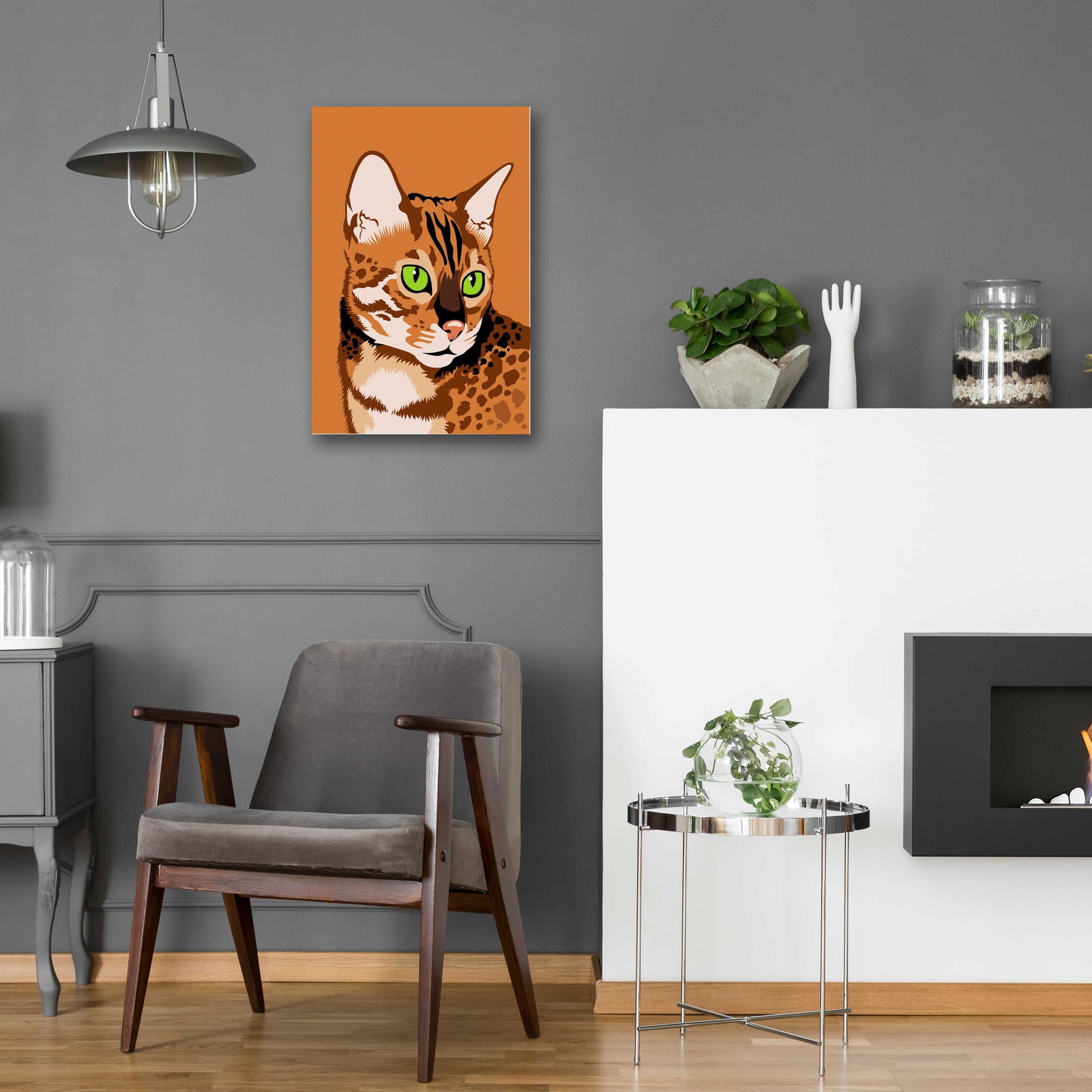 Epic Art 'Bengal Cat' by Debbie Gray, Acrylic Glass Wall Art,16x24