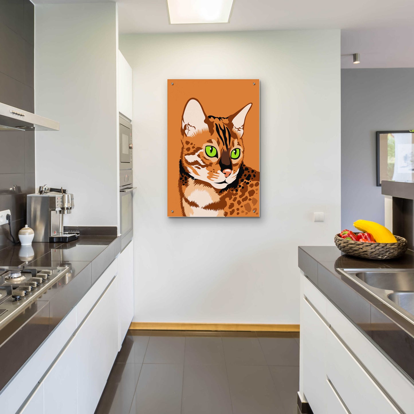 Epic Art 'Bengal Cat' by Debbie Gray, Acrylic Glass Wall Art,24x36
