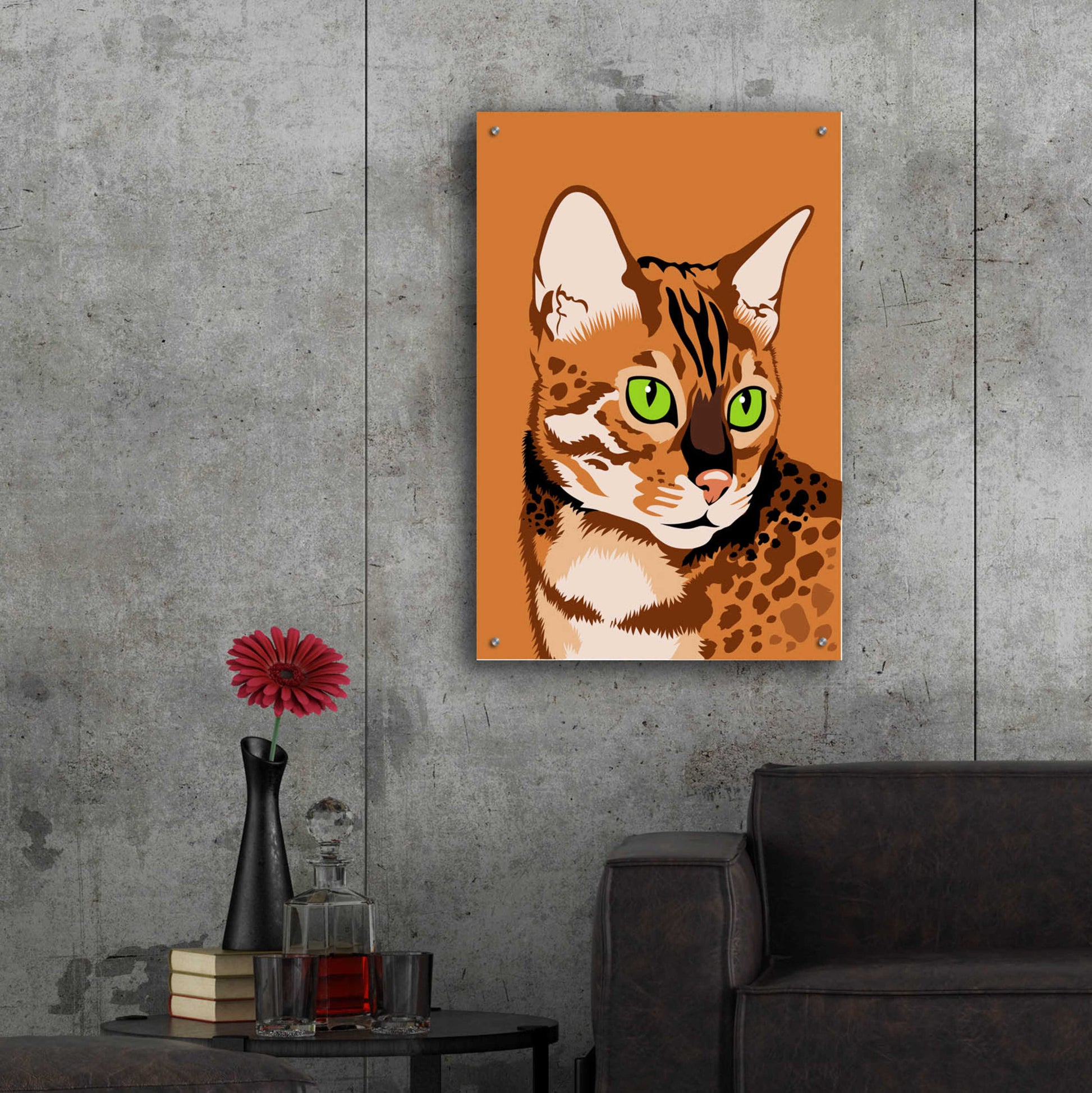 Epic Art 'Bengal Cat' by Debbie Gray, Acrylic Glass Wall Art,24x36