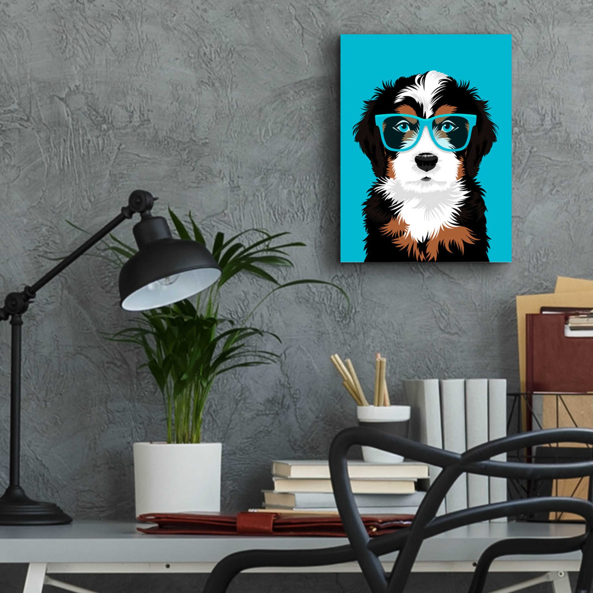 Epic Art 'Bernese Mountain Blue' by Debbie Gray, Acrylic Glass Wall Art,12x16