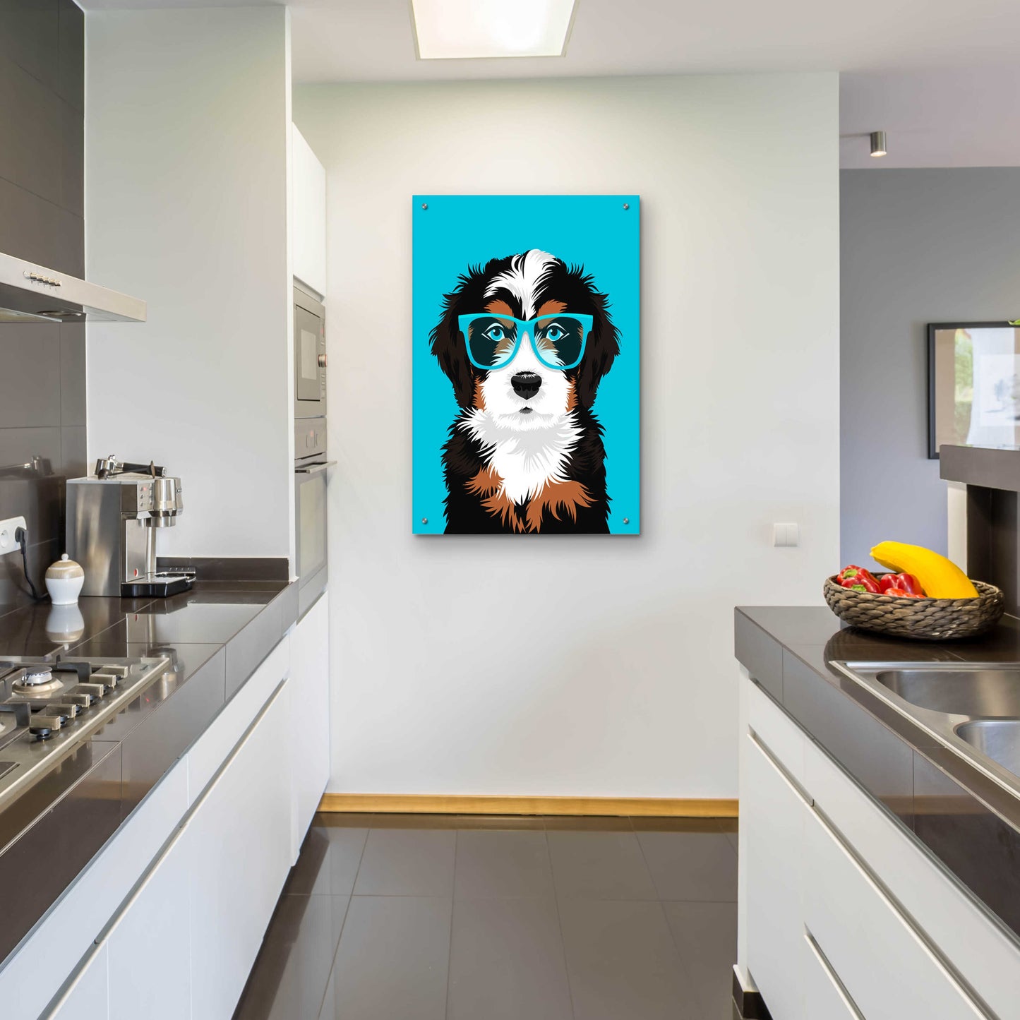 Epic Art 'Bernese Mountain Blue' by Debbie Gray, Acrylic Glass Wall Art,24x36