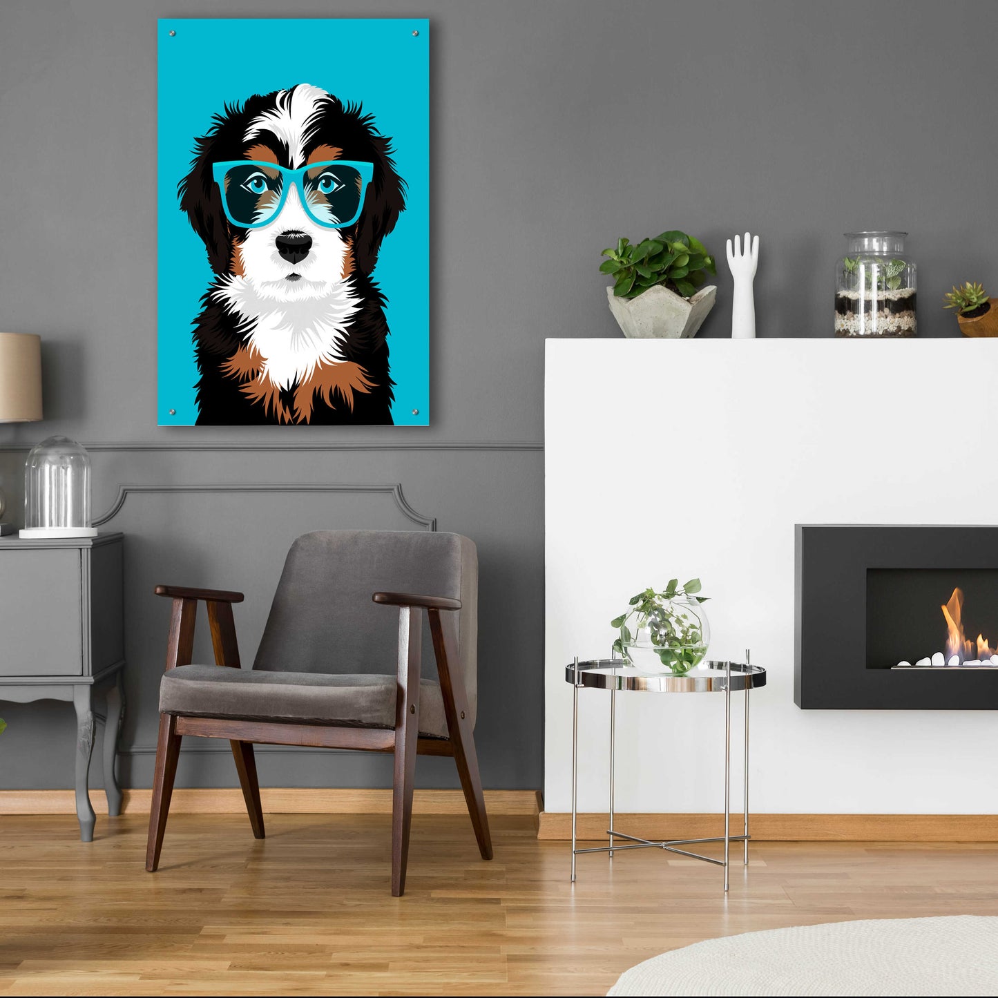 Epic Art 'Bernese Mountain Blue' by Debbie Gray, Acrylic Glass Wall Art,24x36