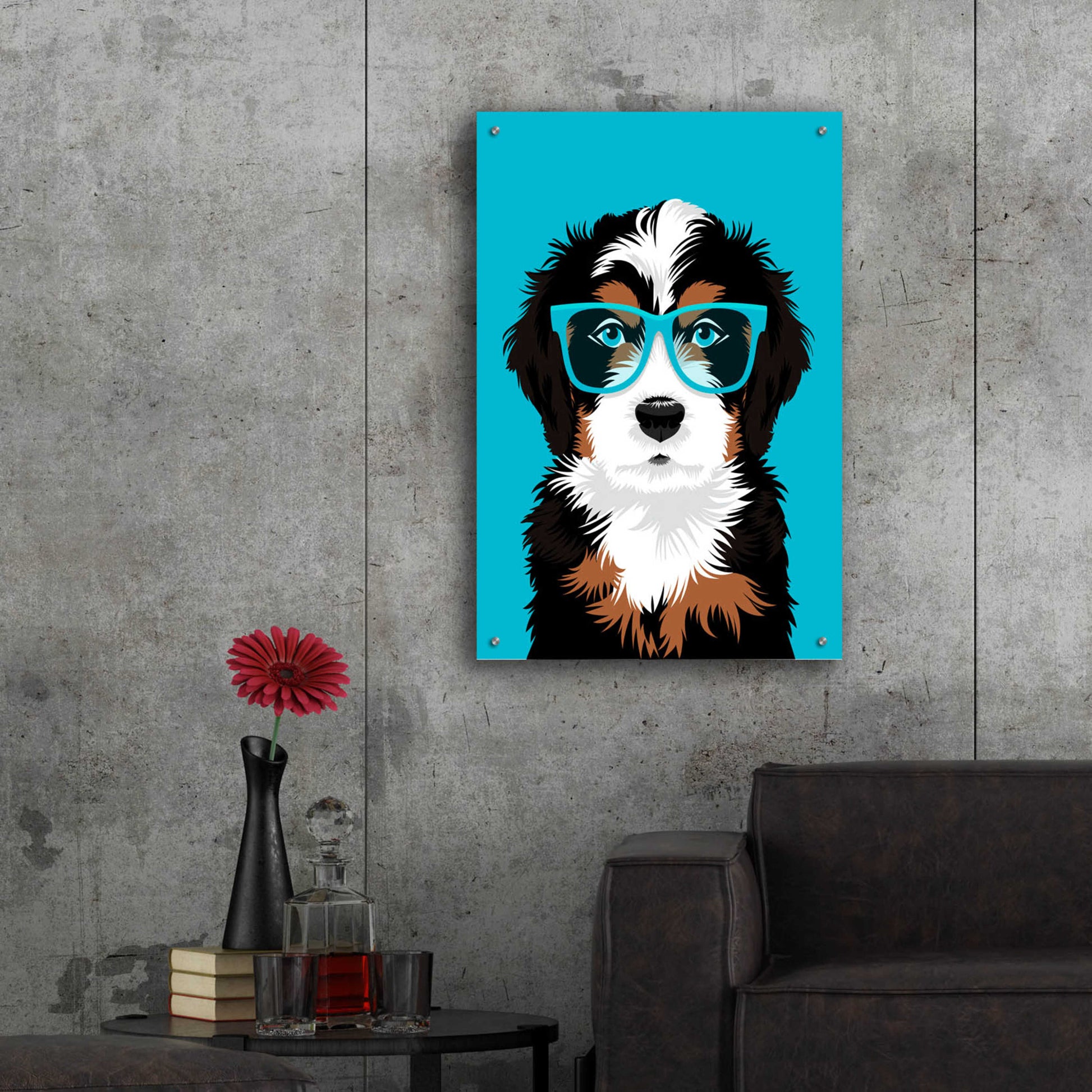 Epic Art 'Bernese Mountain Blue' by Debbie Gray, Acrylic Glass Wall Art,24x36