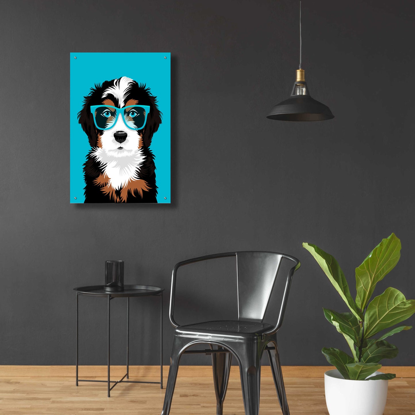 Epic Art 'Bernese Mountain Blue' by Debbie Gray, Acrylic Glass Wall Art,24x36