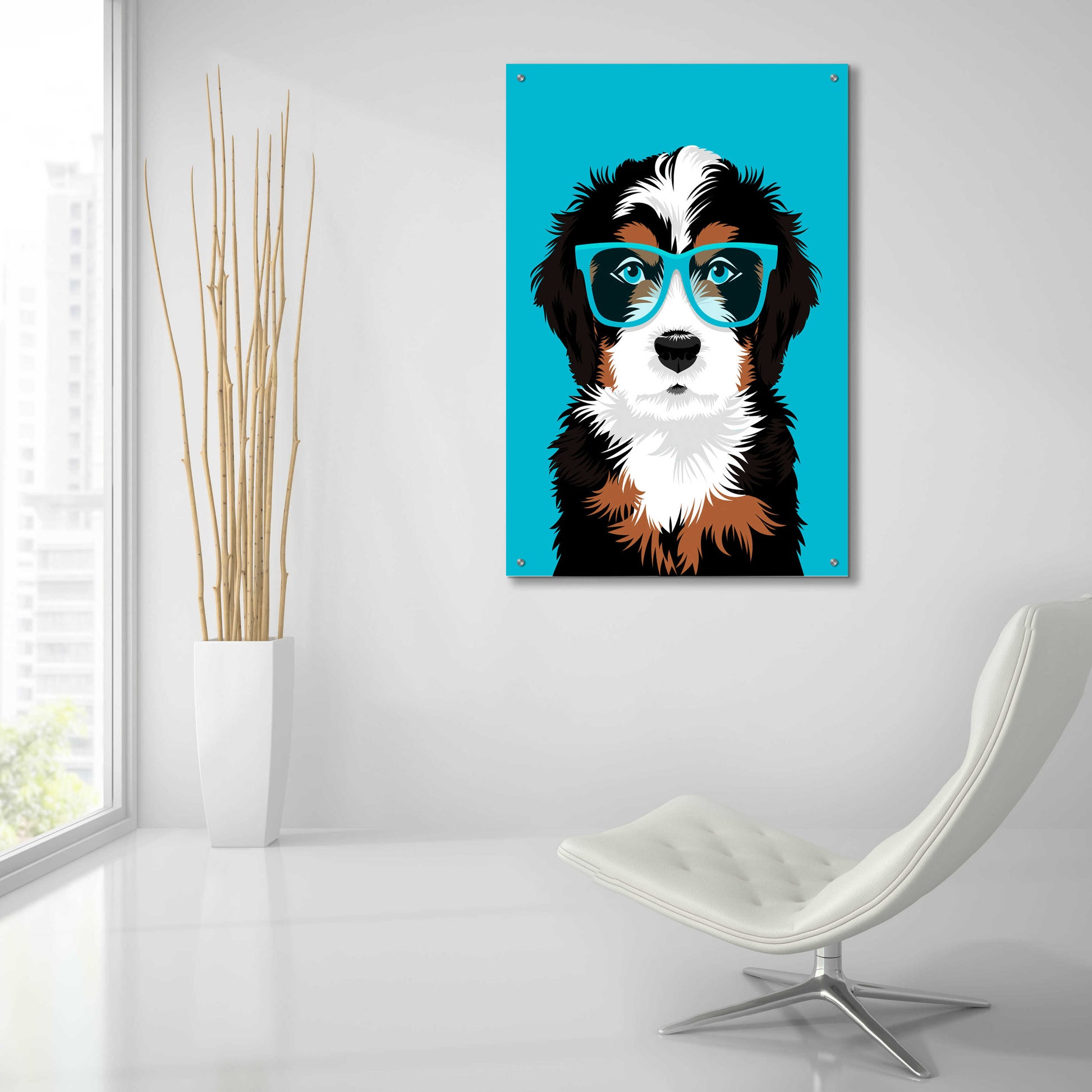 Epic Art 'Bernese Mountain Blue' by Debbie Gray, Acrylic Glass Wall Art,24x36