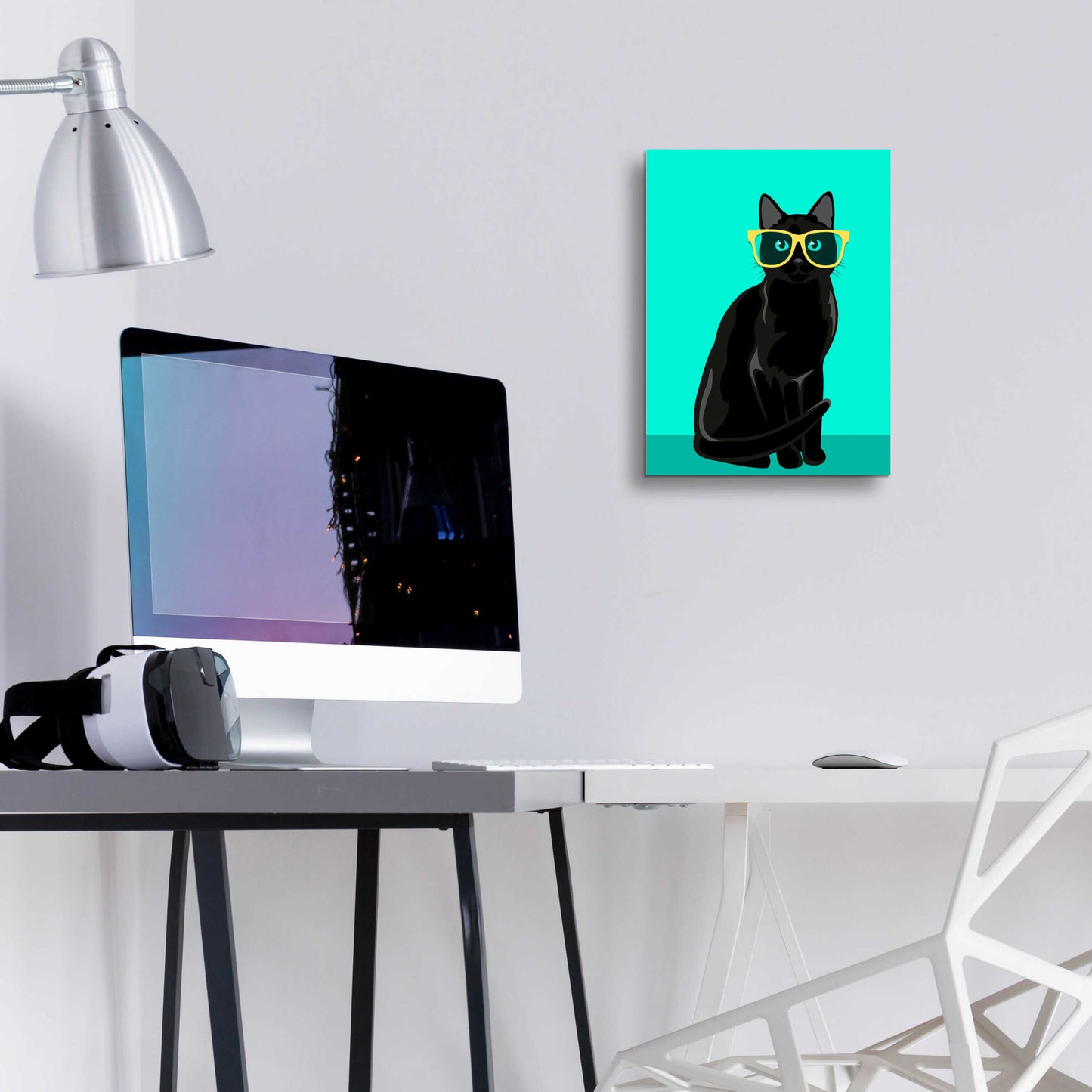 Epic Art 'Black Cat Mint' by Debbie Gray, Acrylic Glass Wall Art,12x16