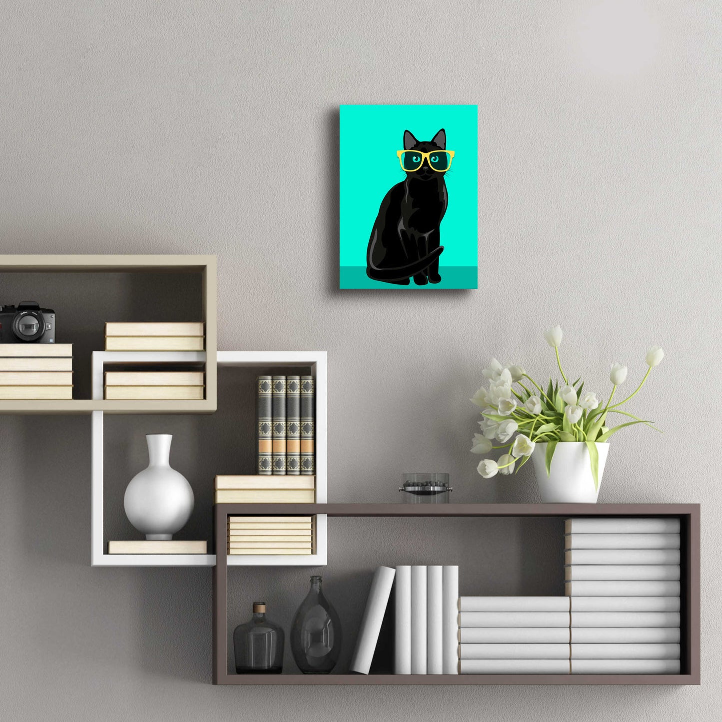 Epic Art 'Black Cat Mint' by Debbie Gray, Acrylic Glass Wall Art,12x16