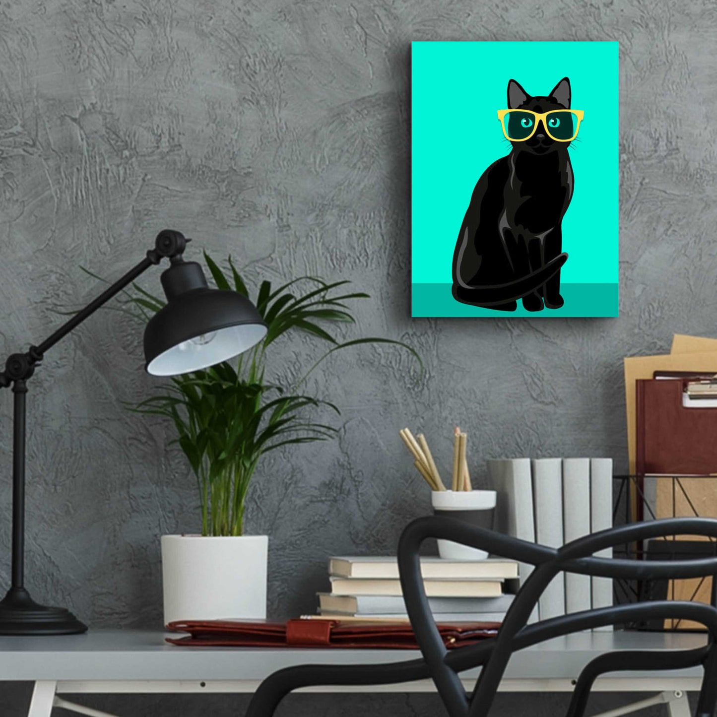 Epic Art 'Black Cat Mint' by Debbie Gray, Acrylic Glass Wall Art,12x16