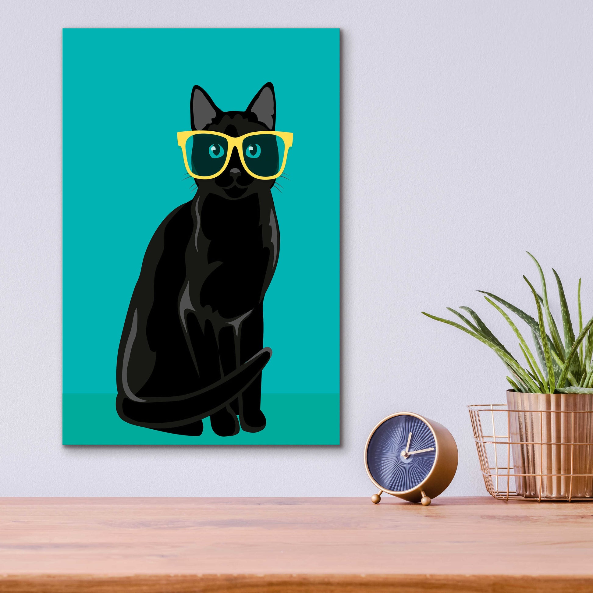 Epic Art 'Black Cat Mint' by Debbie Gray, Acrylic Glass Wall Art,12x16