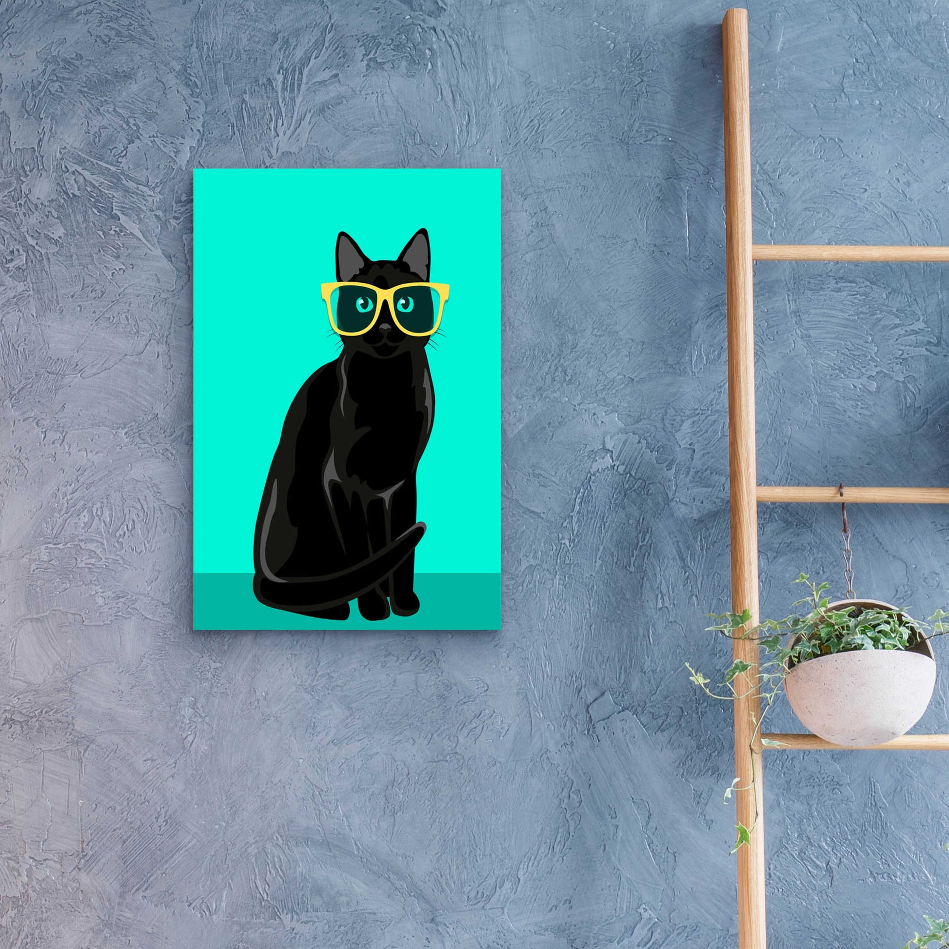 Epic Art 'Black Cat Mint' by Debbie Gray, Acrylic Glass Wall Art,16x24