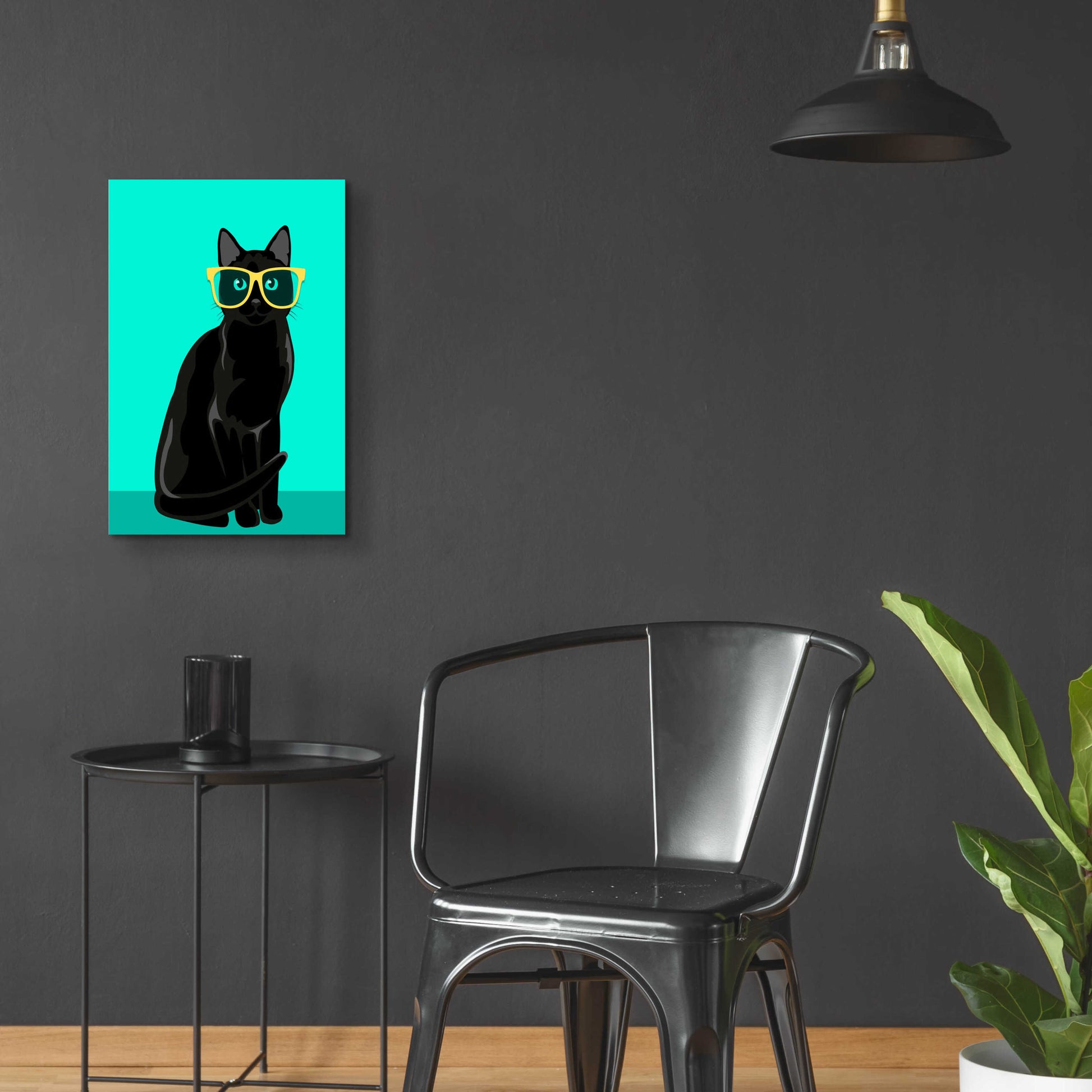 Epic Art 'Black Cat Mint' by Debbie Gray, Acrylic Glass Wall Art,16x24