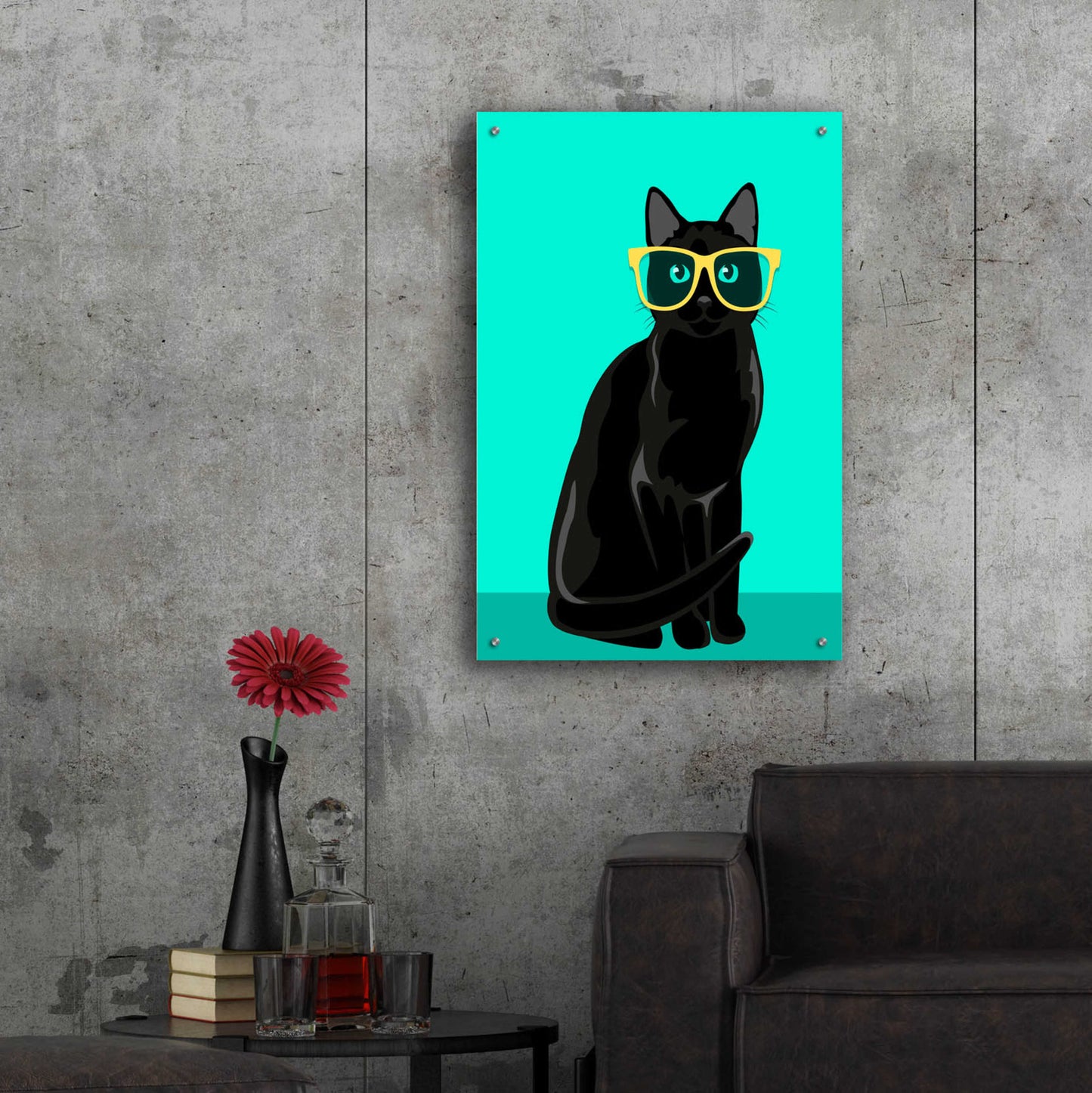 Epic Art 'Black Cat Mint' by Debbie Gray, Acrylic Glass Wall Art,24x36