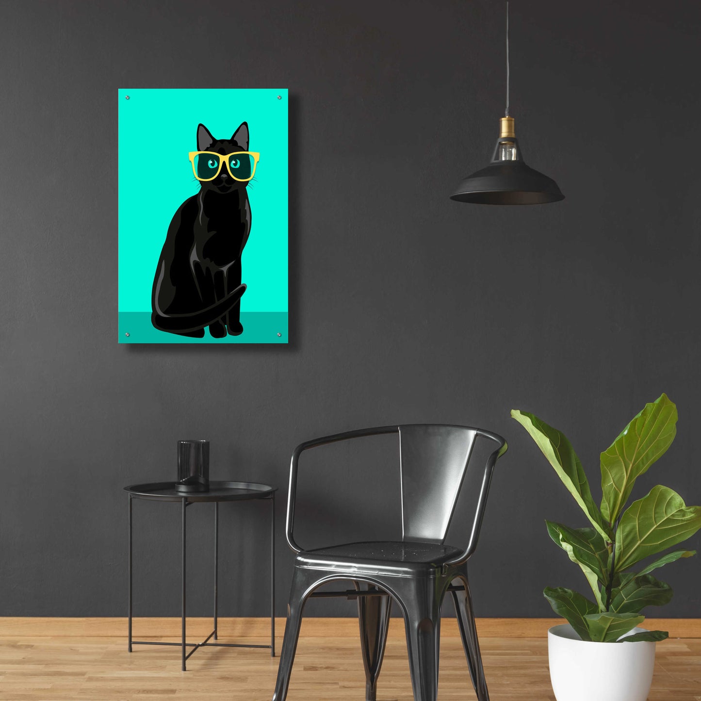 Epic Art 'Black Cat Mint' by Debbie Gray, Acrylic Glass Wall Art,24x36