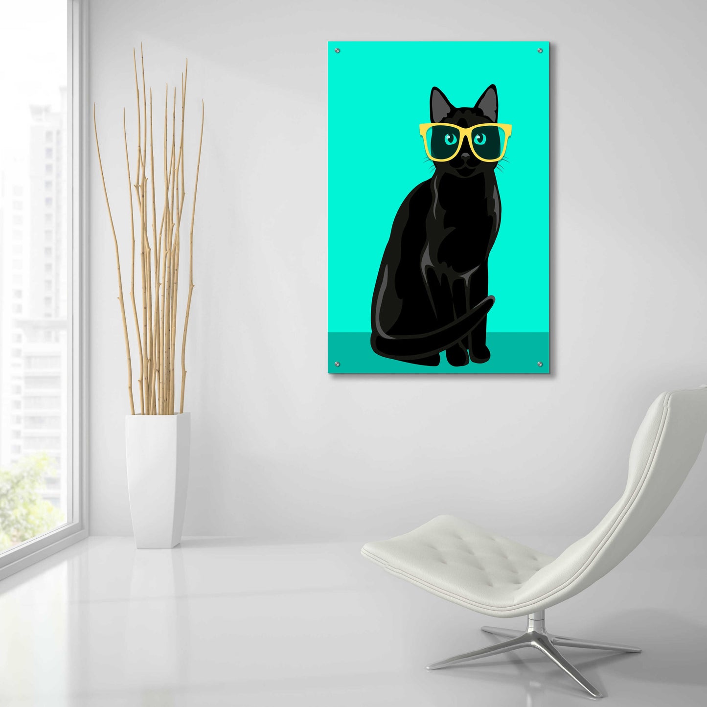 Epic Art 'Black Cat Mint' by Debbie Gray, Acrylic Glass Wall Art,24x36