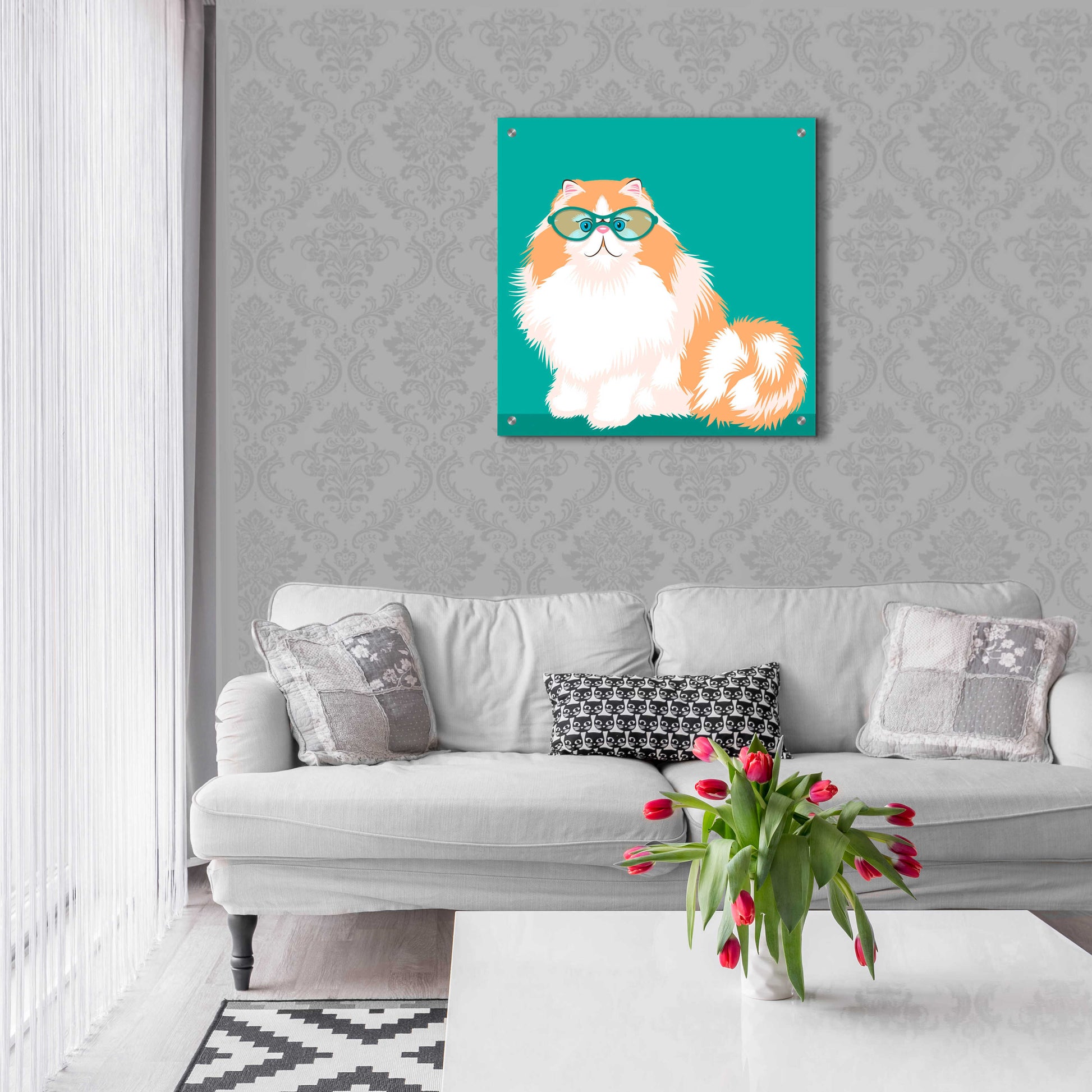 Epic Art 'Blue Persian' by Debbie Gray, Acrylic Glass Wall Art,24x24