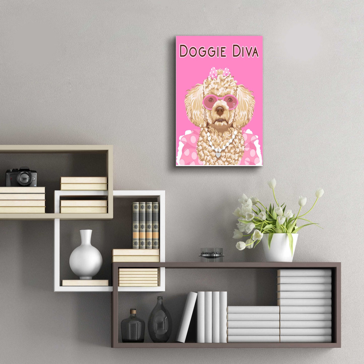 Epic Art 'Doggie Diva' by Debbie Gray, Acrylic Glass Wall Art,16x24