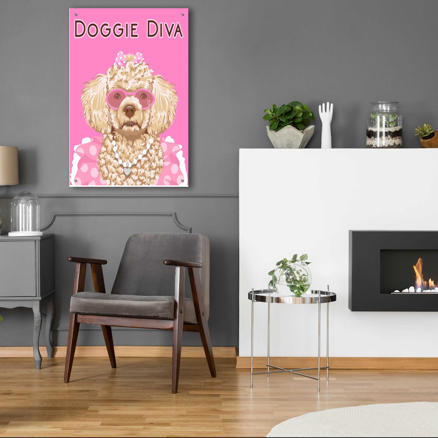 Epic Art 'Doggie Diva' by Debbie Gray, Acrylic Glass Wall Art,24x36