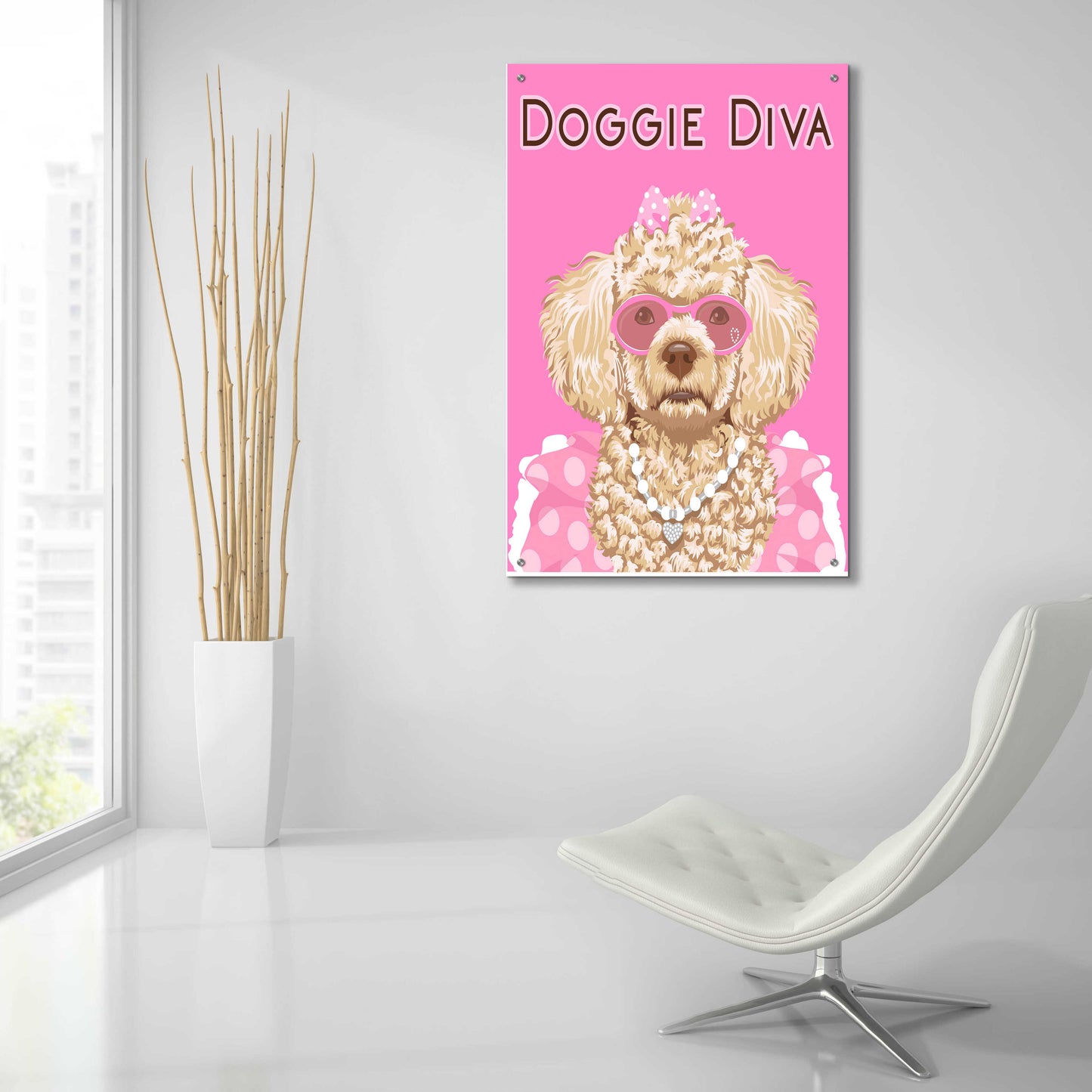 Epic Art 'Doggie Diva' by Debbie Gray, Acrylic Glass Wall Art,24x36