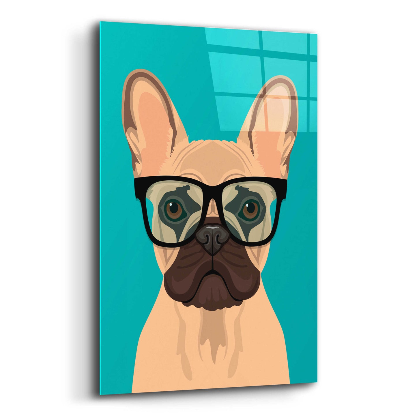 Epic Art 'French Bulldog Teal' by Debbie Gray, Acrylic Glass Wall Art,12x16