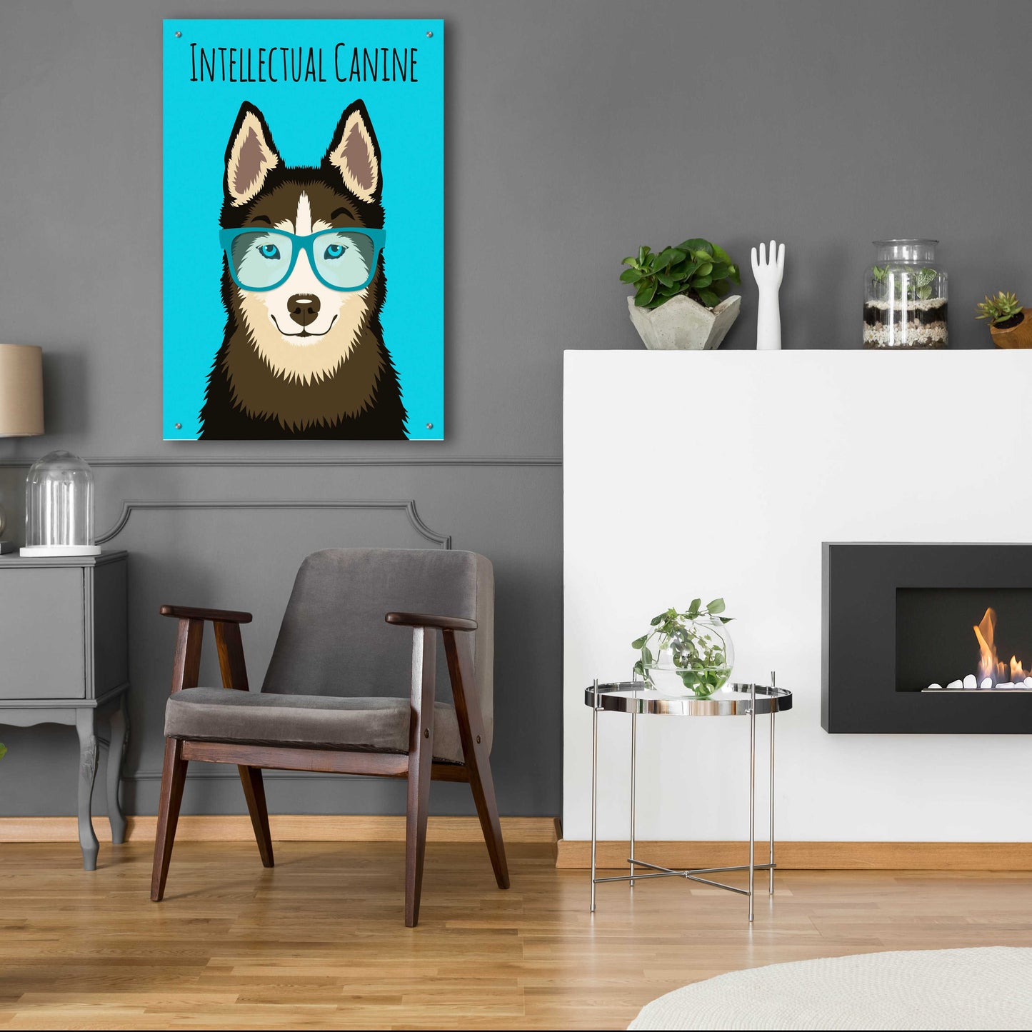 Epic Art 'Intellectual Canine' by Debbie Gray, Acrylic Glass Wall Art,24x36