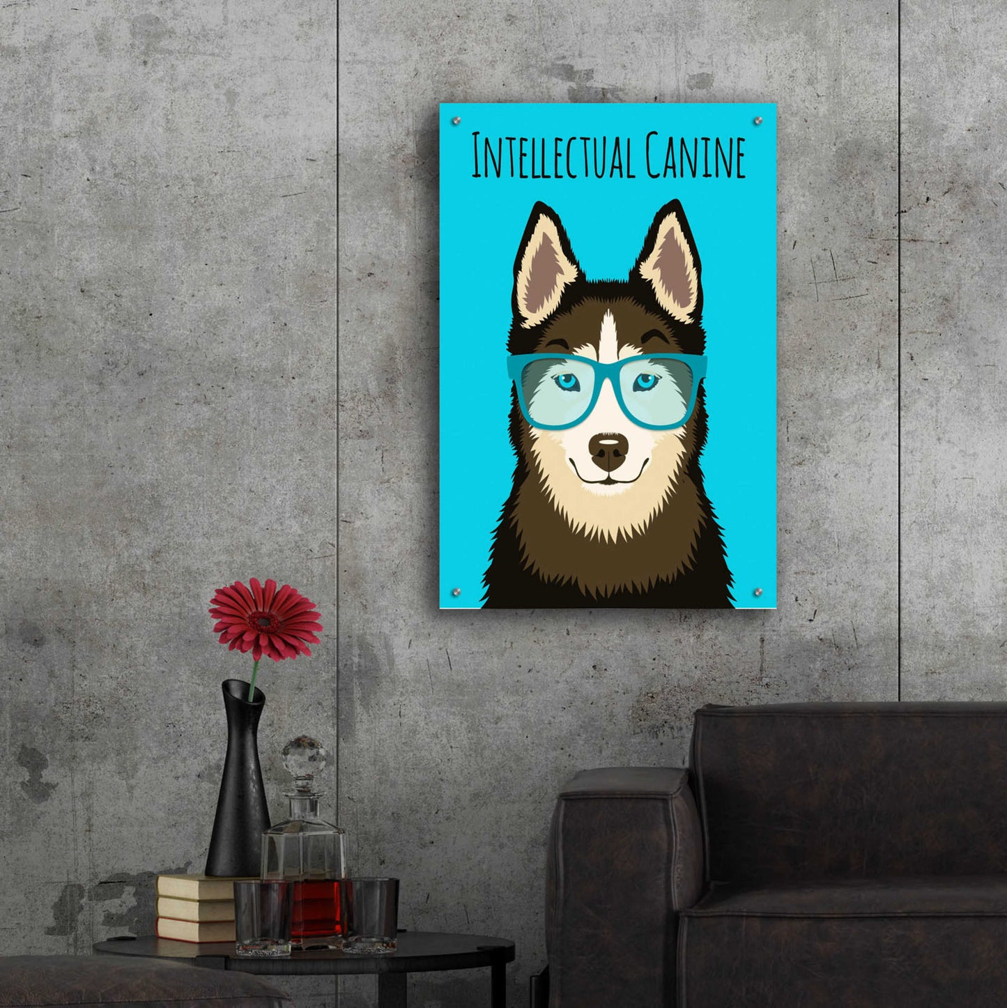 Epic Art 'Intellectual Canine' by Debbie Gray, Acrylic Glass Wall Art,24x36