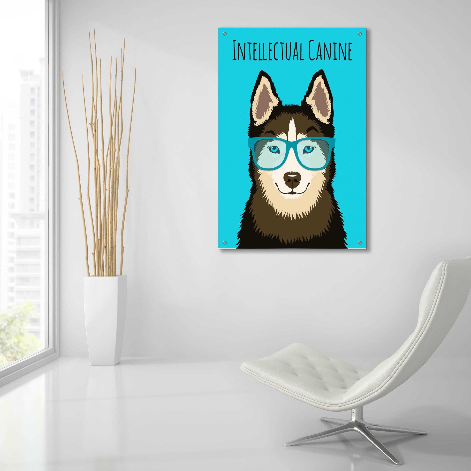 Epic Art 'Intellectual Canine' by Debbie Gray, Acrylic Glass Wall Art,24x36