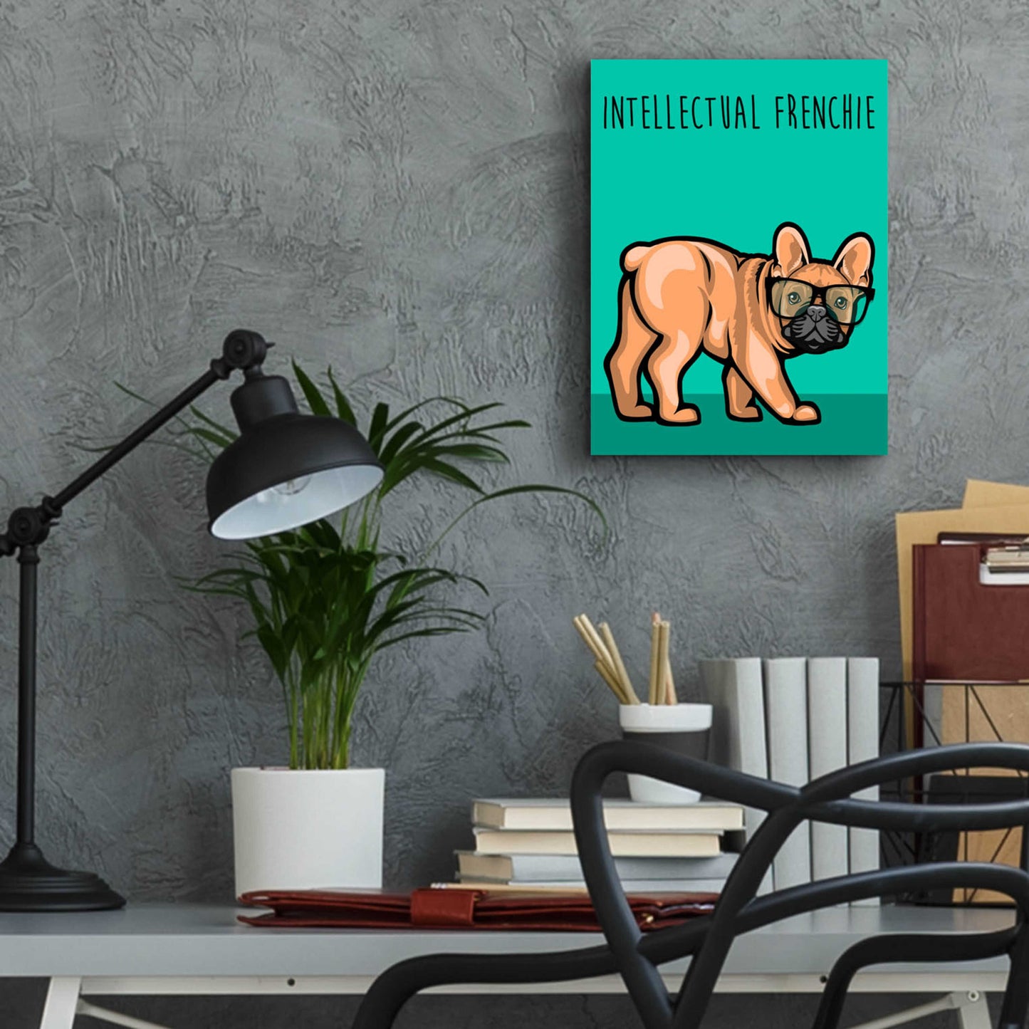 Epic Art 'Intellectual Frenchie' by Debbie Gray, Acrylic Glass Wall Art,12x16