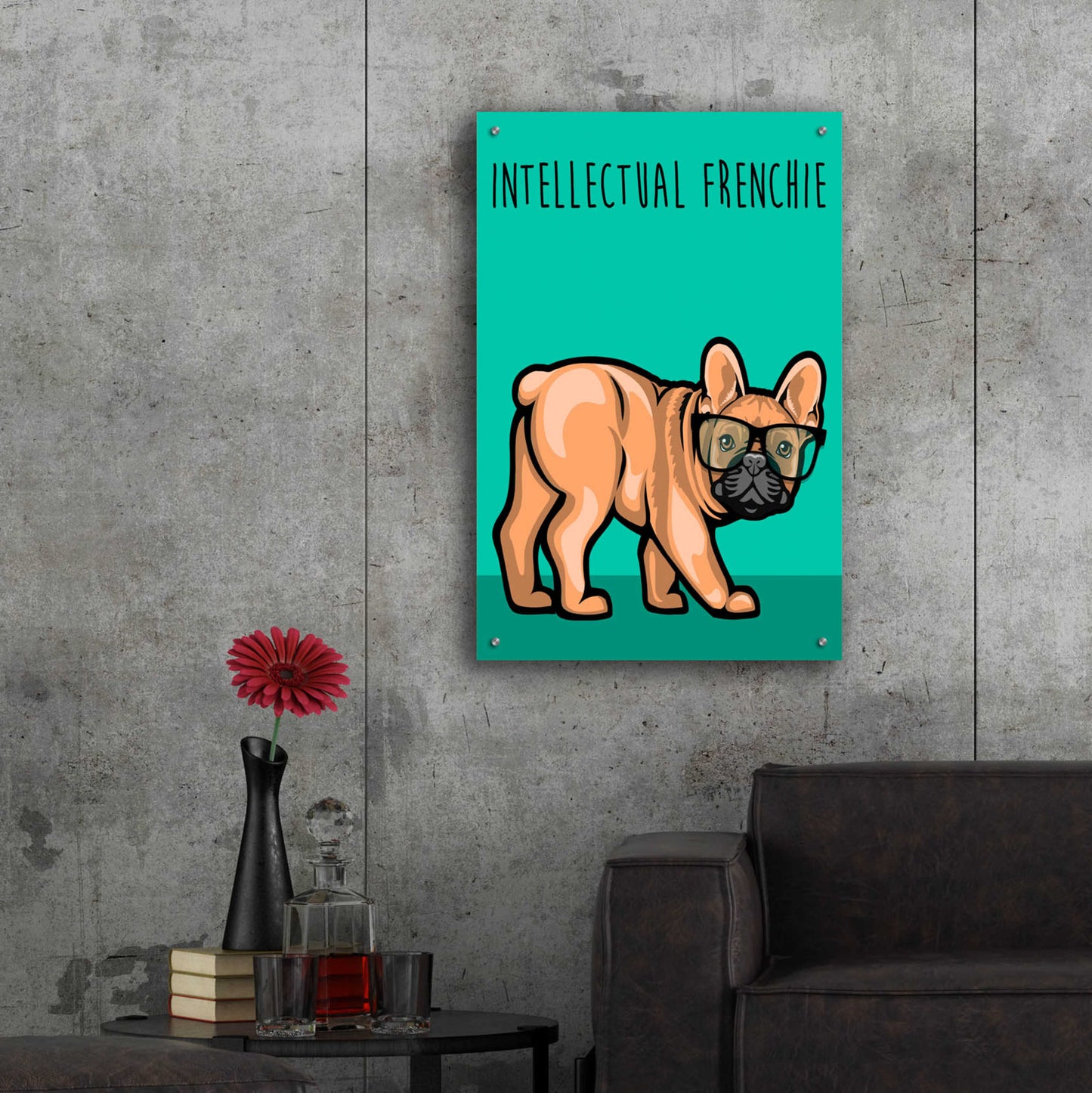 Epic Art 'Intellectual Frenchie' by Debbie Gray, Acrylic Glass Wall Art,24x36