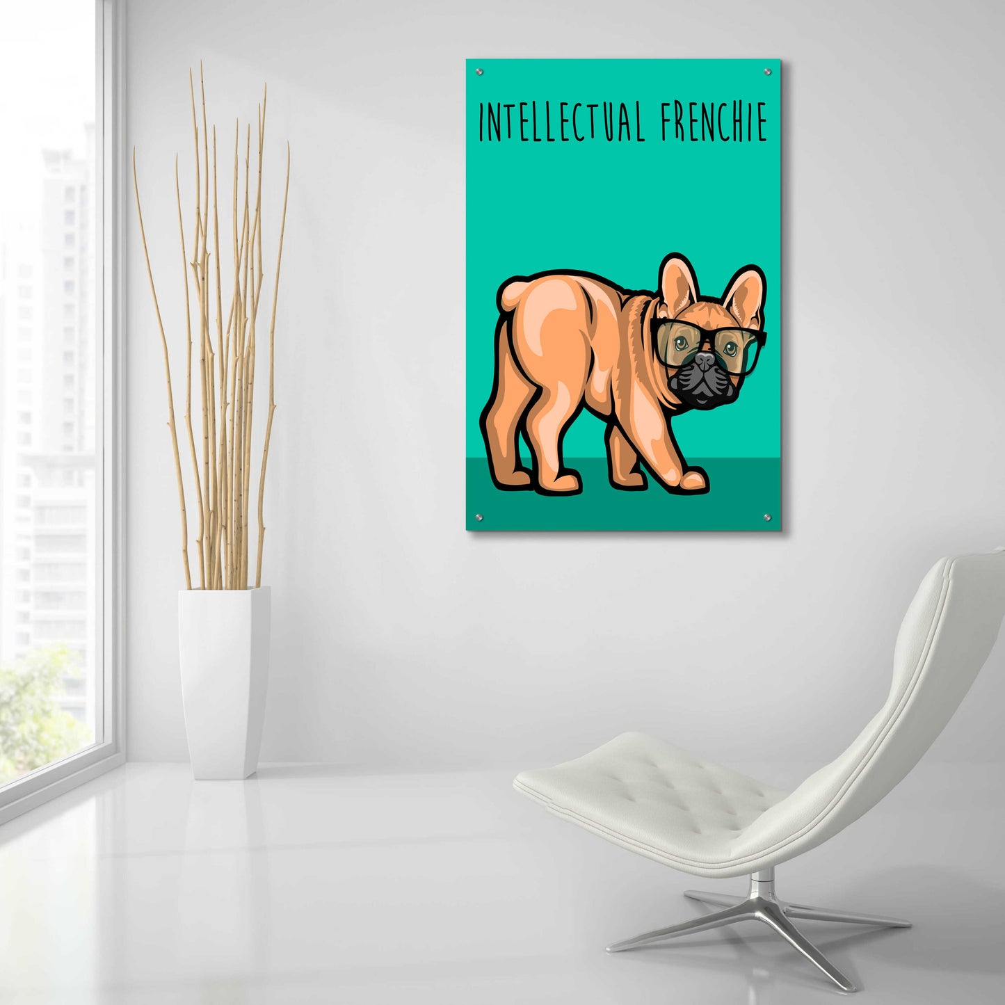 Epic Art 'Intellectual Frenchie' by Debbie Gray, Acrylic Glass Wall Art,24x36