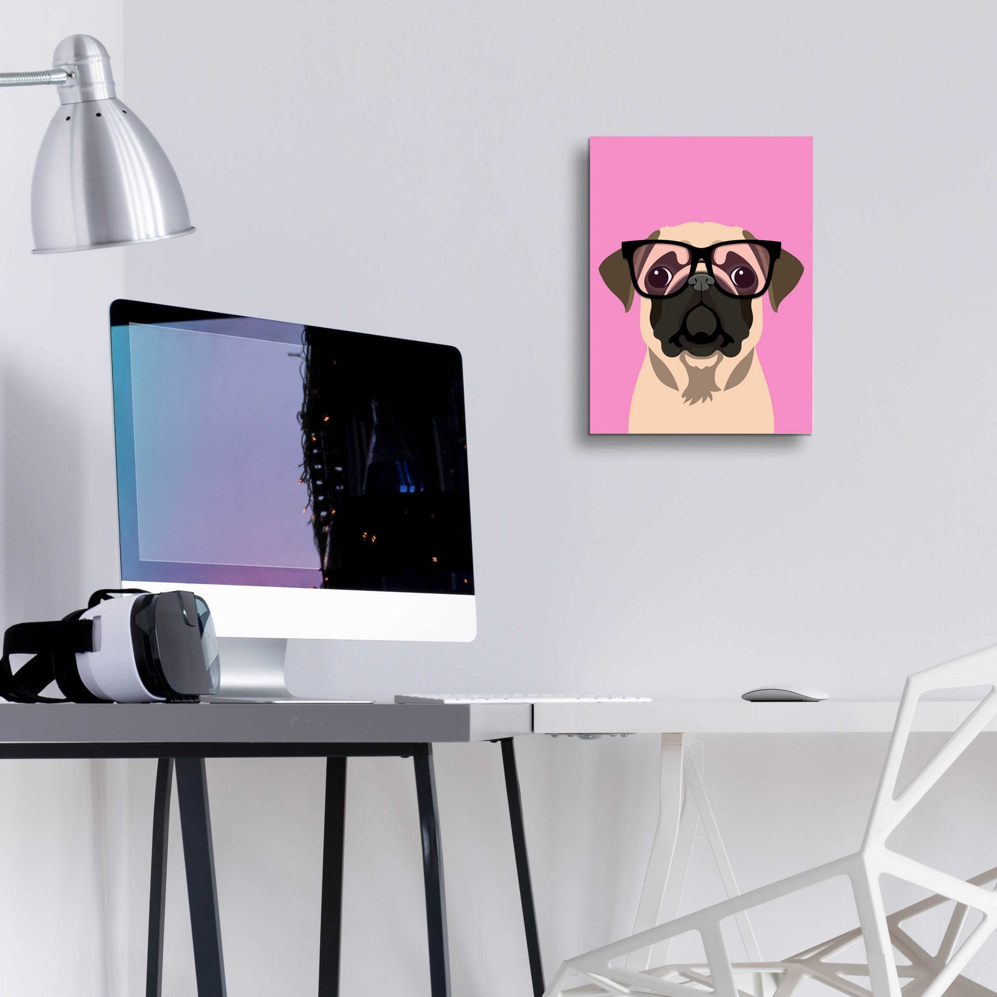 Epic Art 'Pug Pink' by Debbie Gray, Acrylic Glass Wall Art,12x16