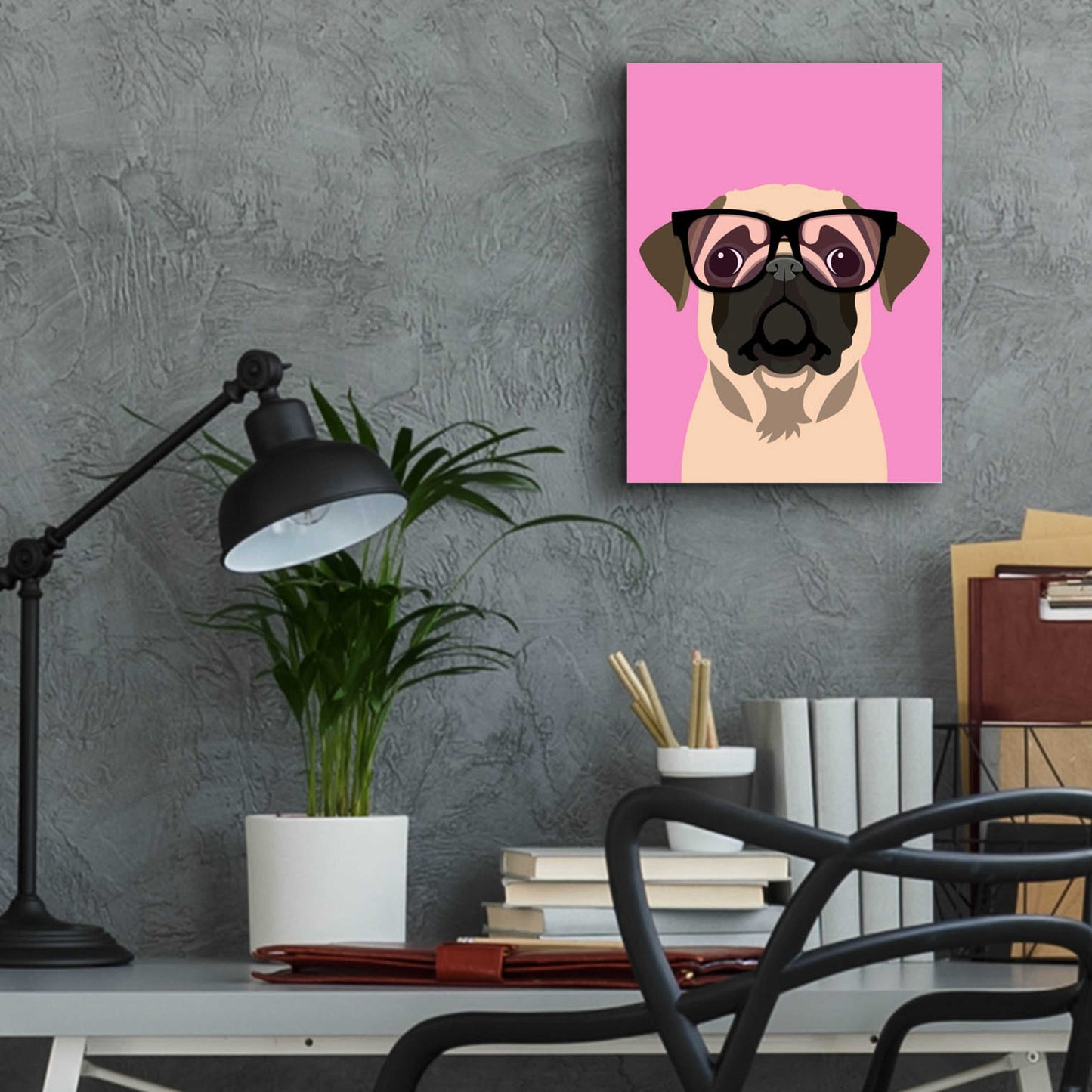 Epic Art 'Pug Pink' by Debbie Gray, Acrylic Glass Wall Art,12x16