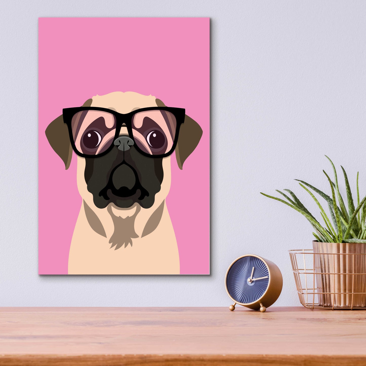 Epic Art 'Pug Pink' by Debbie Gray, Acrylic Glass Wall Art,12x16