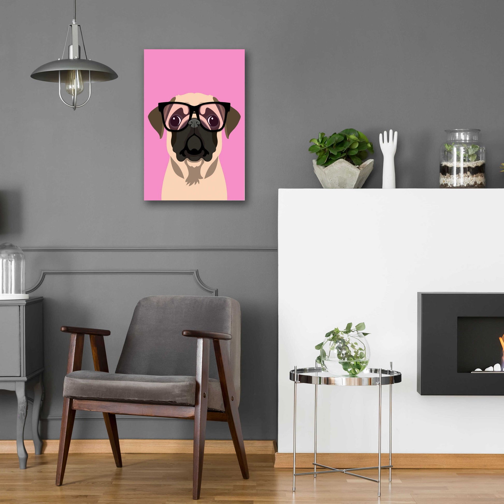 Epic Art 'Pug Pink' by Debbie Gray, Acrylic Glass Wall Art,16x24