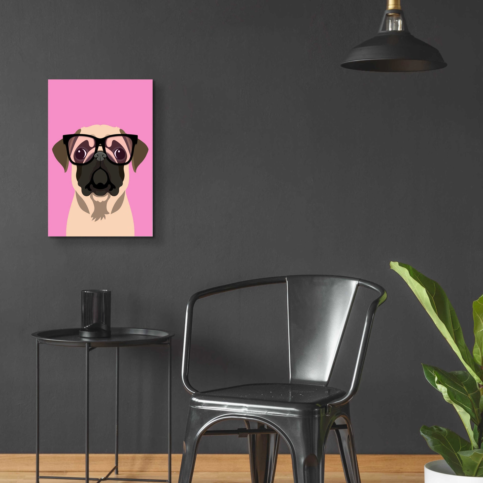 Epic Art 'Pug Pink' by Debbie Gray, Acrylic Glass Wall Art,16x24