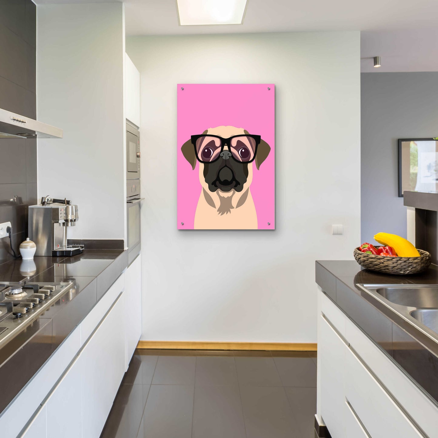 Epic Art 'Pug Pink' by Debbie Gray, Acrylic Glass Wall Art,24x36