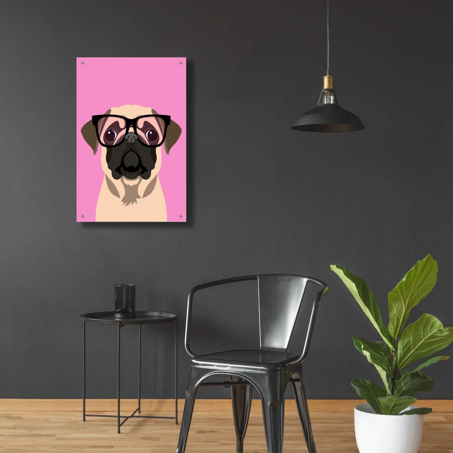 Epic Art 'Pug Pink' by Debbie Gray, Acrylic Glass Wall Art,24x36