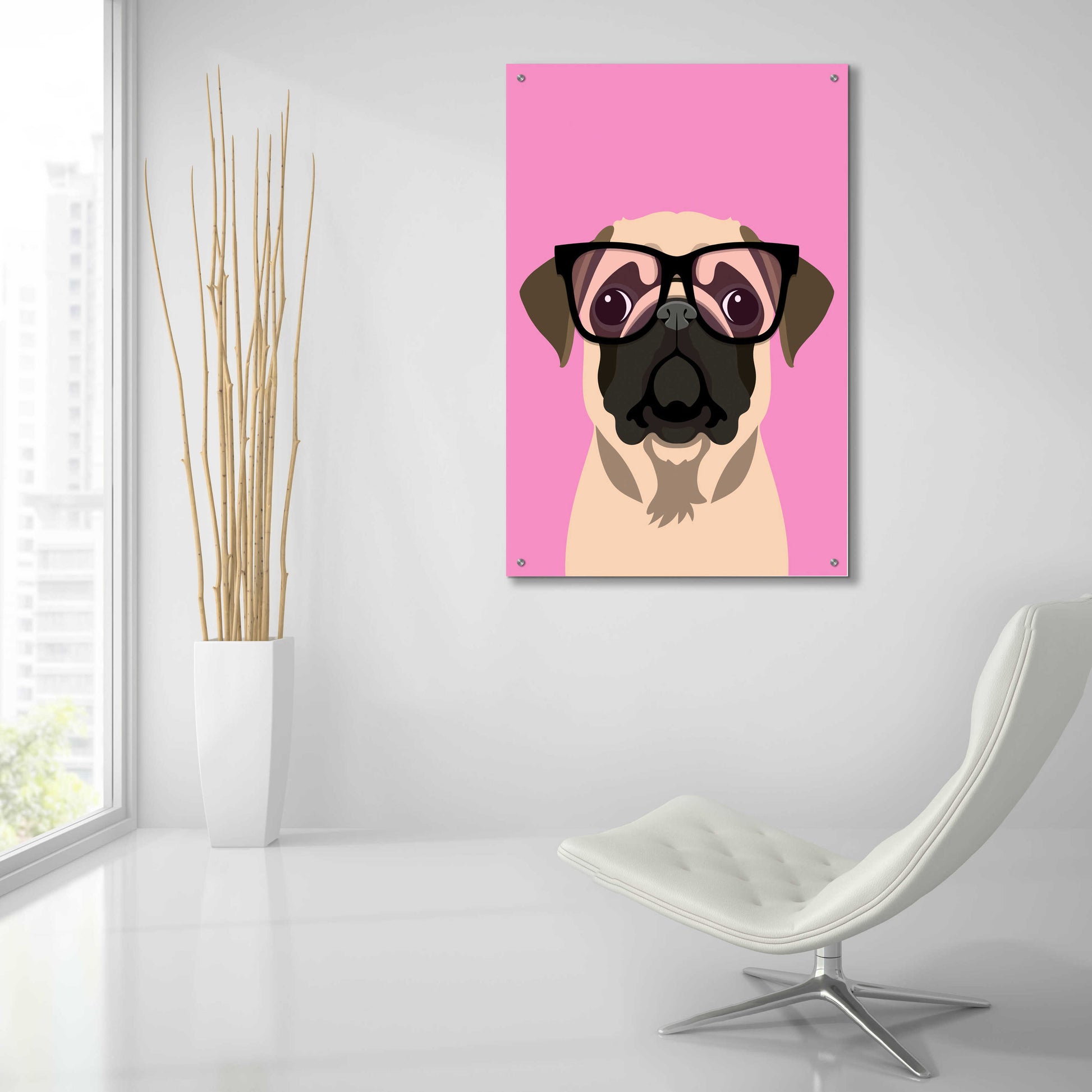 Epic Art 'Pug Pink' by Debbie Gray, Acrylic Glass Wall Art,24x36