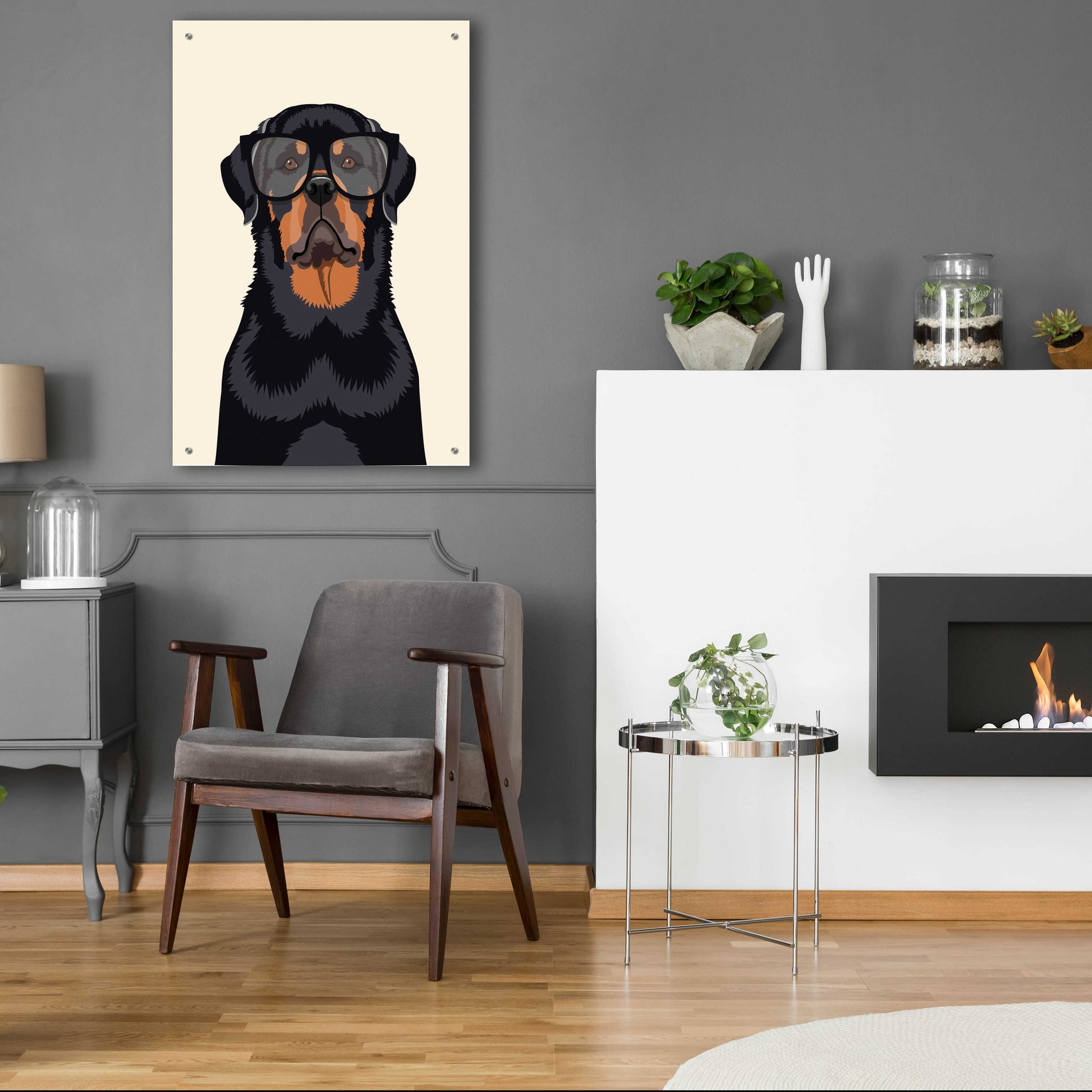 Epic Art 'Rottie Tan' by Debbie Gray, Acrylic Glass Wall Art,24x36