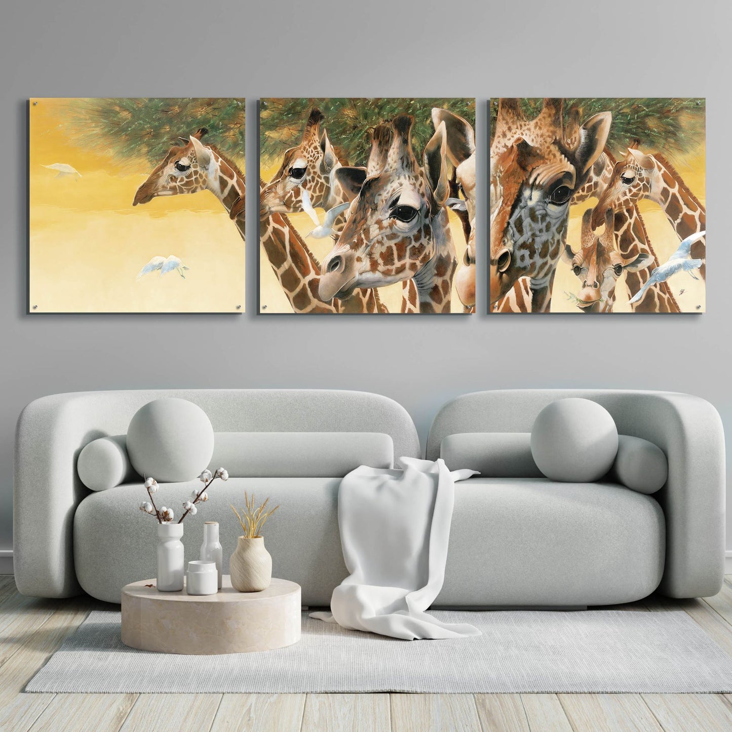 Epic Art 'A Walk in the Sun' by Durwood Coffey, Acrylic Glass Wall Art, 3 Piece Set,108x36