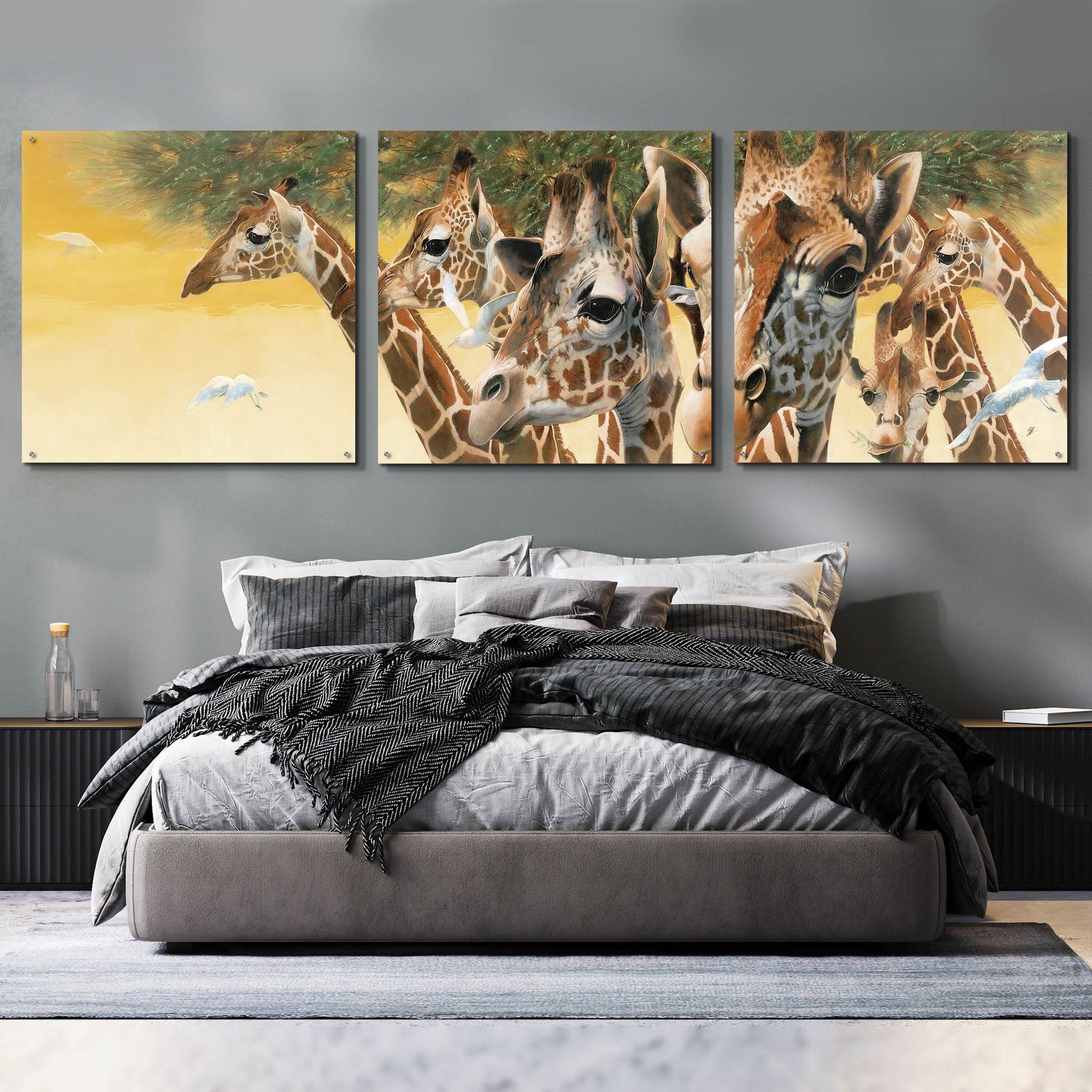 Epic Art 'A Walk in the Sun' by Durwood Coffey, Acrylic Glass Wall Art, 3 Piece Set,108x36