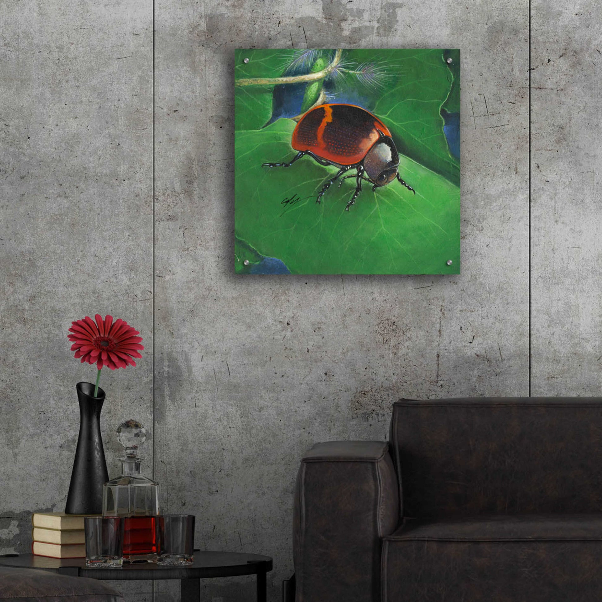 Epic Art 'Beetle' by Durwood Coffey, Acrylic Glass Wall Art,24x24