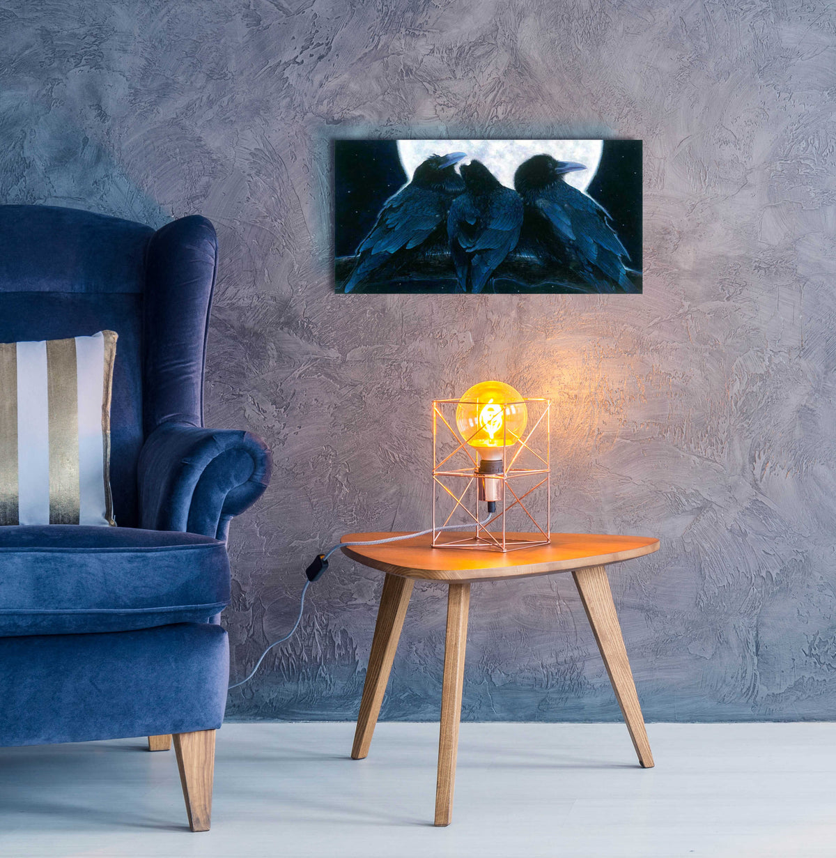 Epic Art 'Corvus Moon' by Durwood Coffey, Acrylic Glass Wall Art,24x12