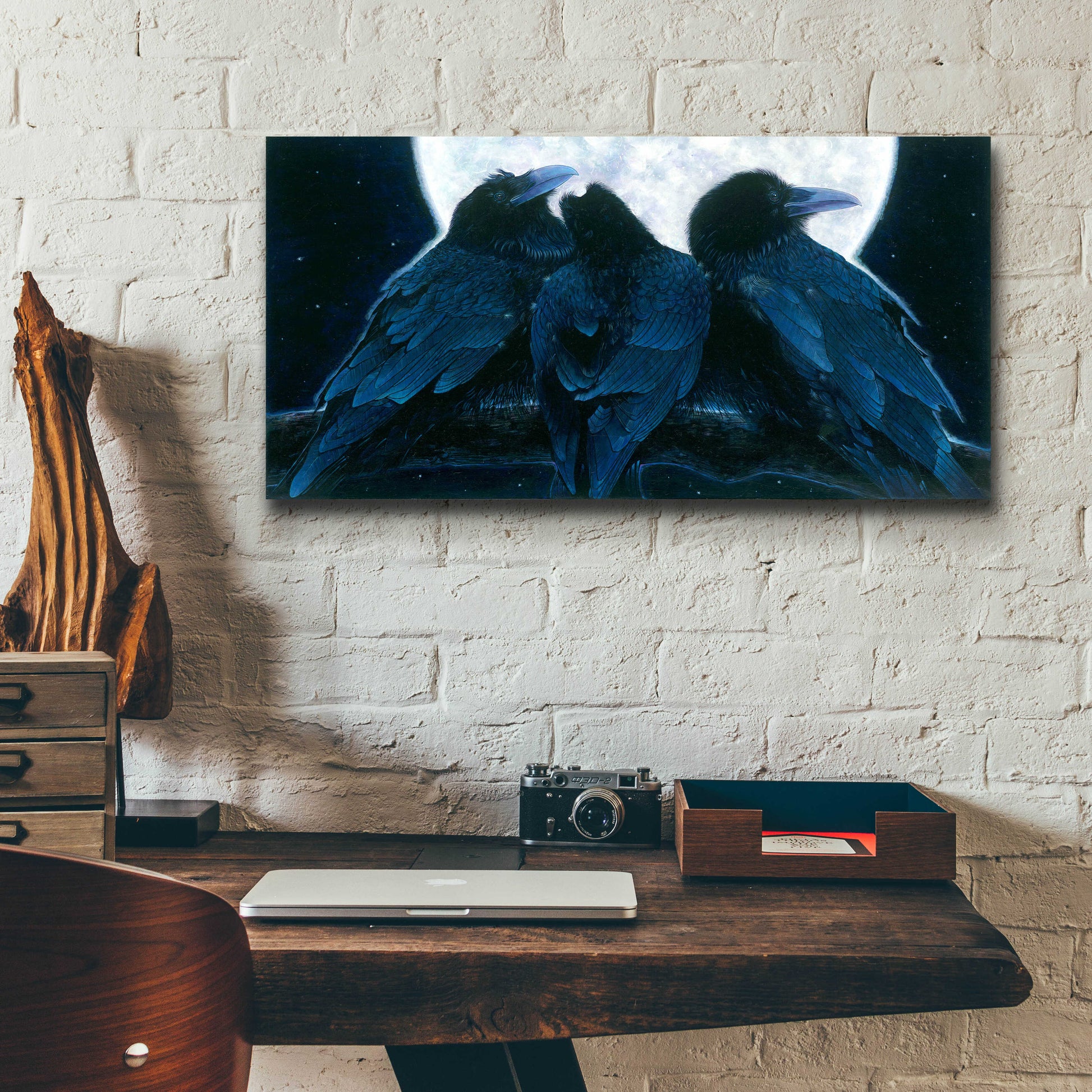 Epic Art 'Corvus Moon' by Durwood Coffey, Acrylic Glass Wall Art,24x12