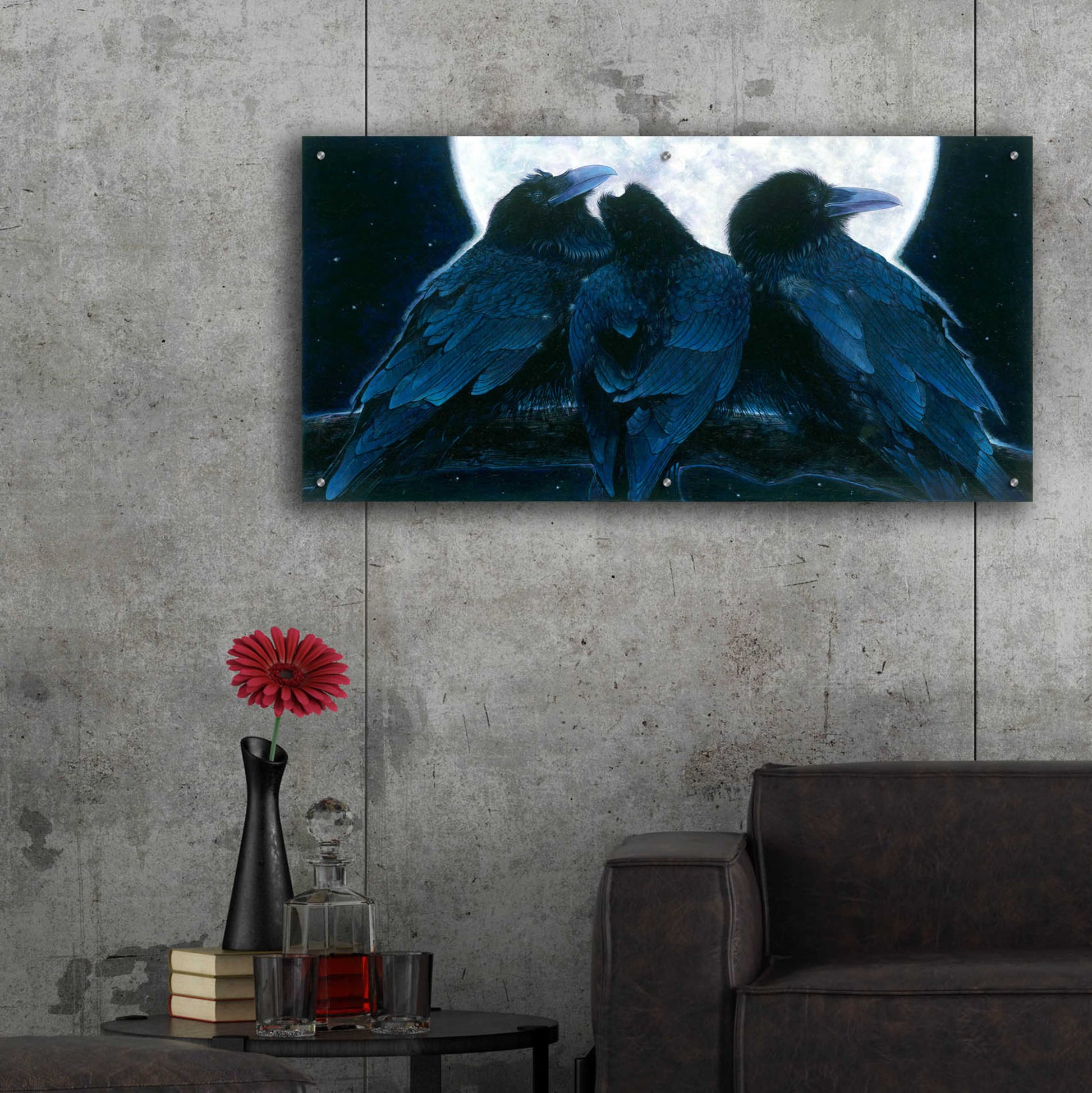 Epic Art 'Corvus Moon' by Durwood Coffey, Acrylic Glass Wall Art,48x24