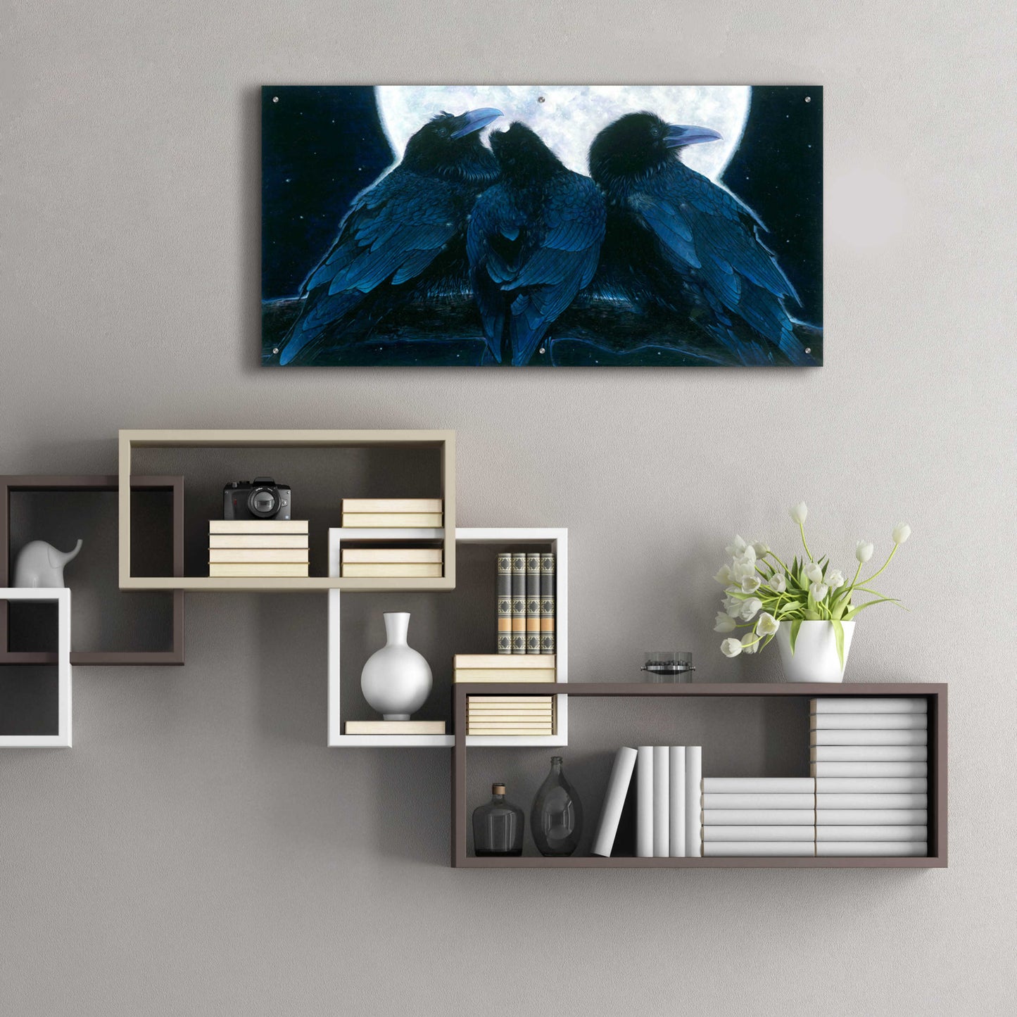 Epic Art 'Corvus Moon' by Durwood Coffey, Acrylic Glass Wall Art,48x24