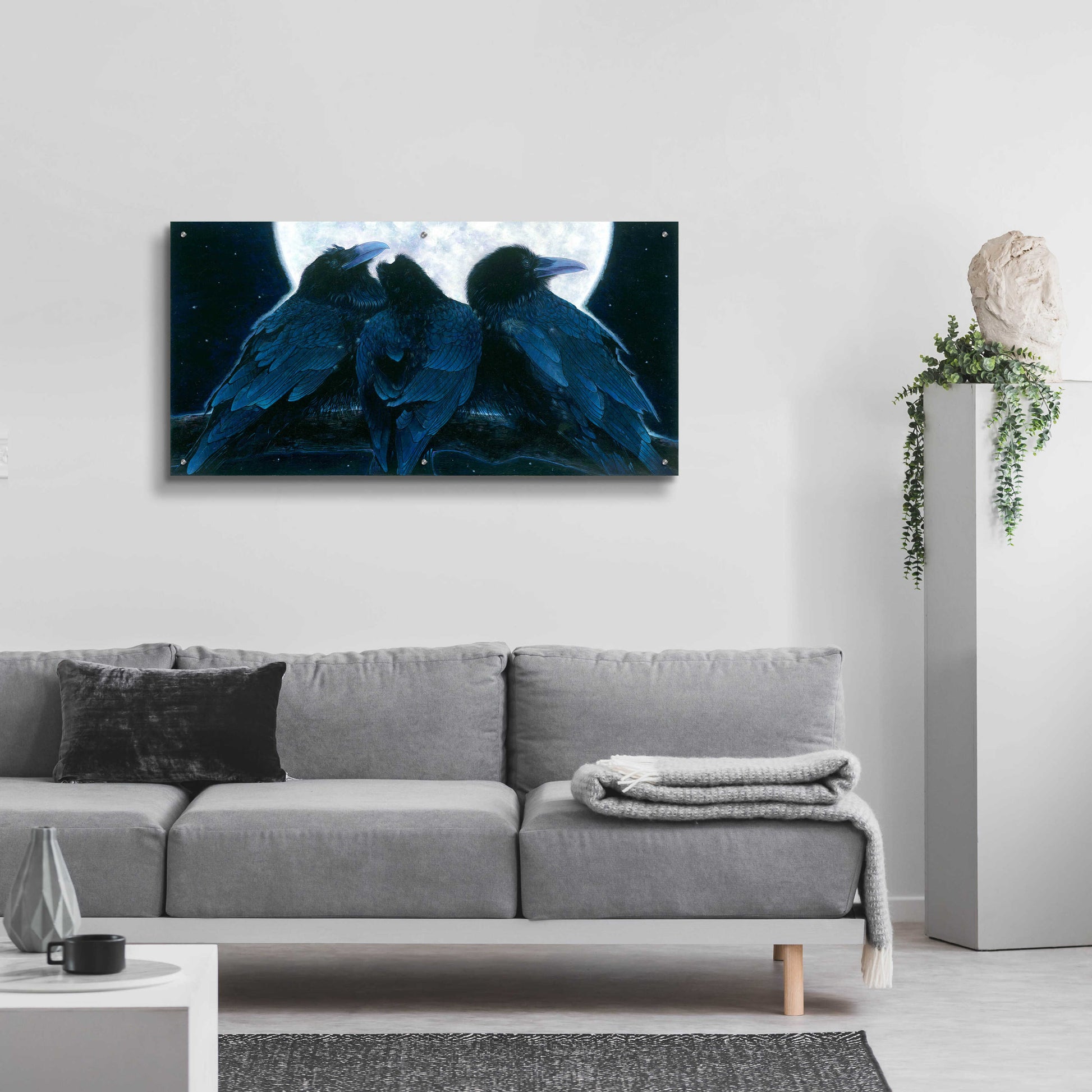 Epic Art 'Corvus Moon' by Durwood Coffey, Acrylic Glass Wall Art,48x24