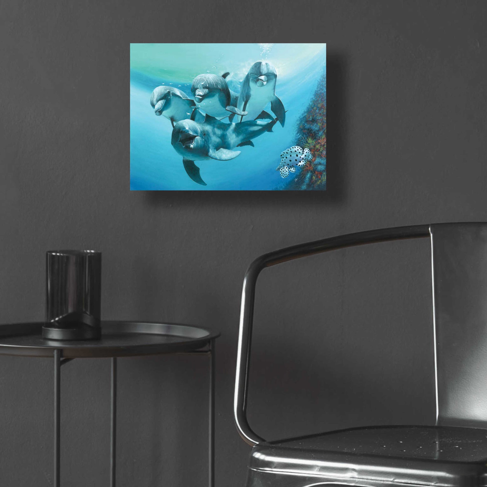 Epic Art 'Dolphins' by Durwood Coffey, Acrylic Glass Wall Art,16x12