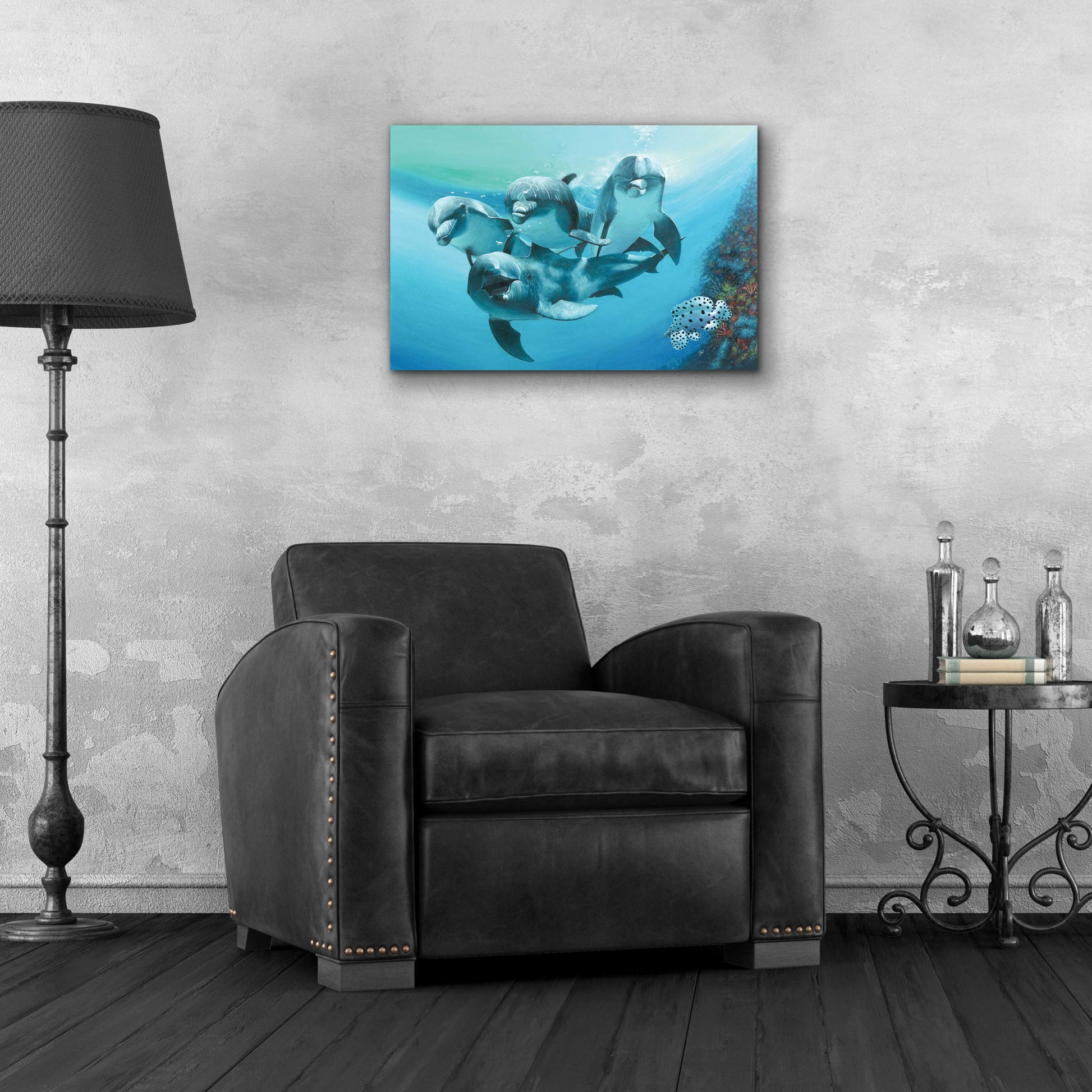 Epic Art 'Dolphins' by Durwood Coffey, Acrylic Glass Wall Art,24x16