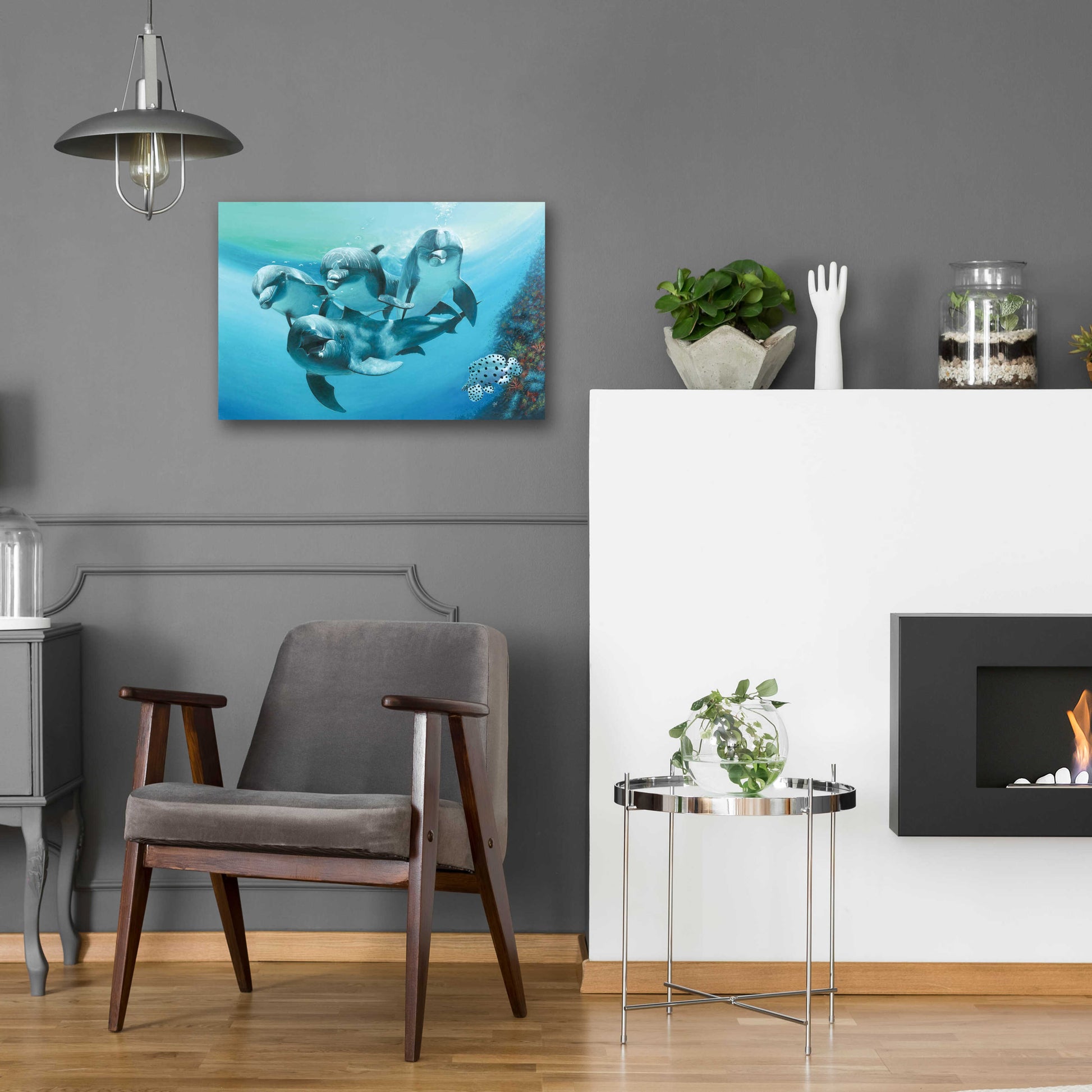 Epic Art 'Dolphins' by Durwood Coffey, Acrylic Glass Wall Art,24x16